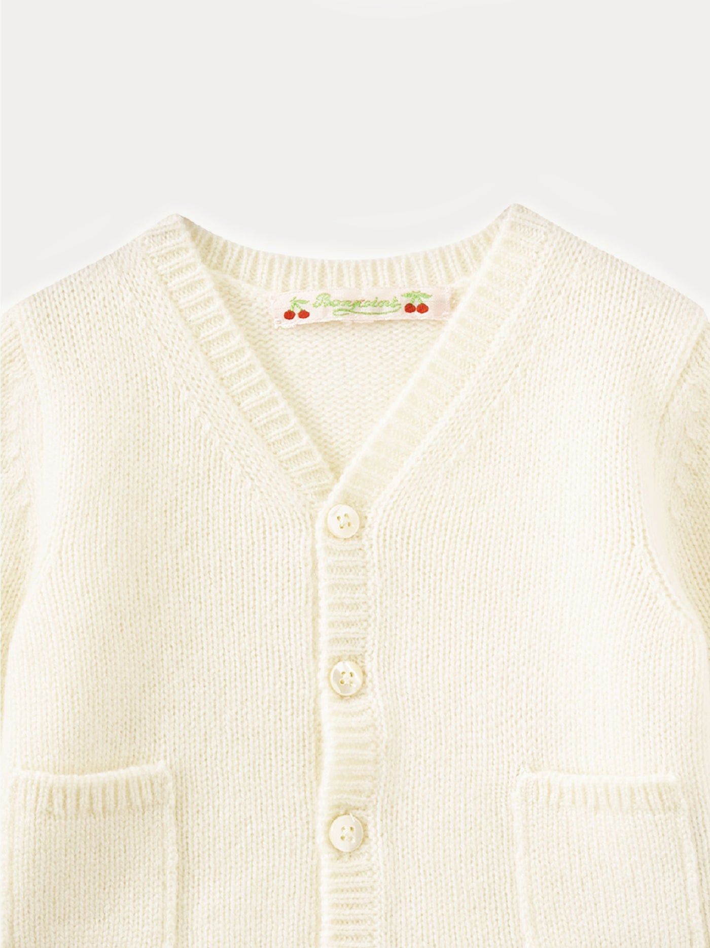 Kaschmir-Baby-Strickjacke milchweiß