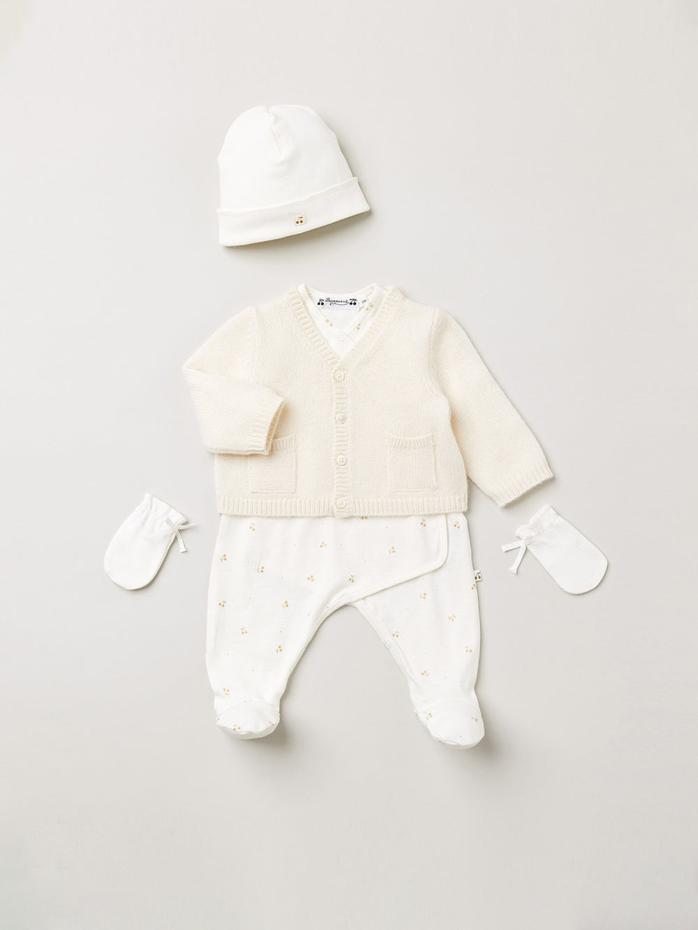 Kaschmir-Baby-Strickjacke milchweiß