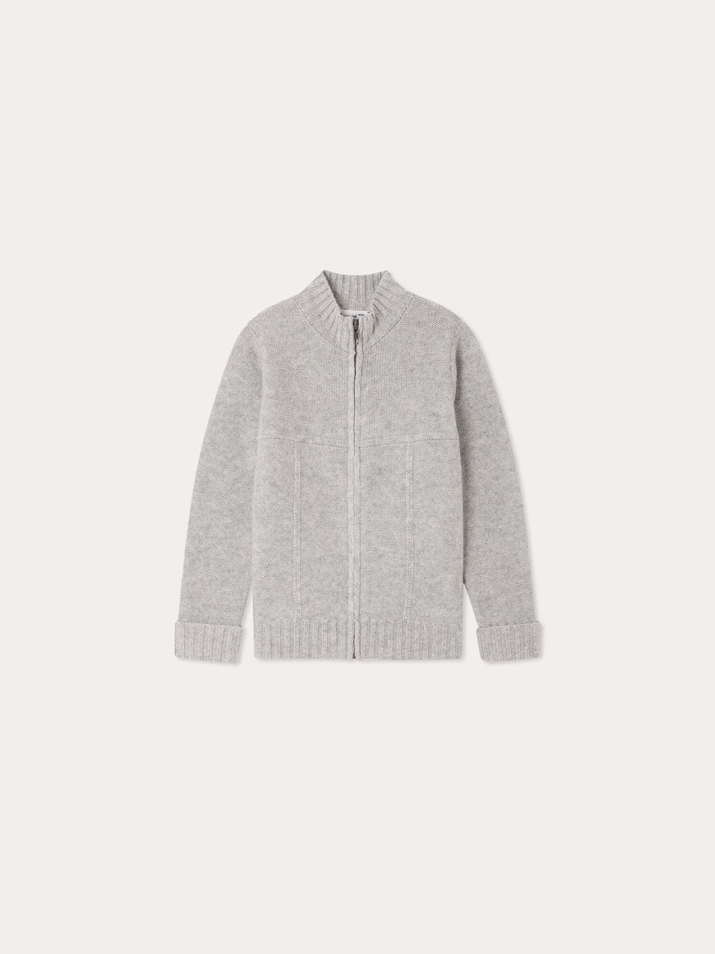 Kaschmir-Strickjacke für Jungen grau meliert