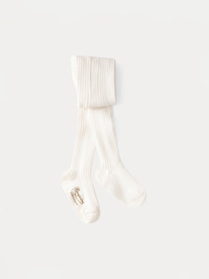 Baby-Rippstrumpfhose aus milchweißer Baumwolle