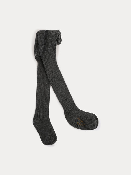 Baby gerippte Strumpfhose dunkel meliert grau