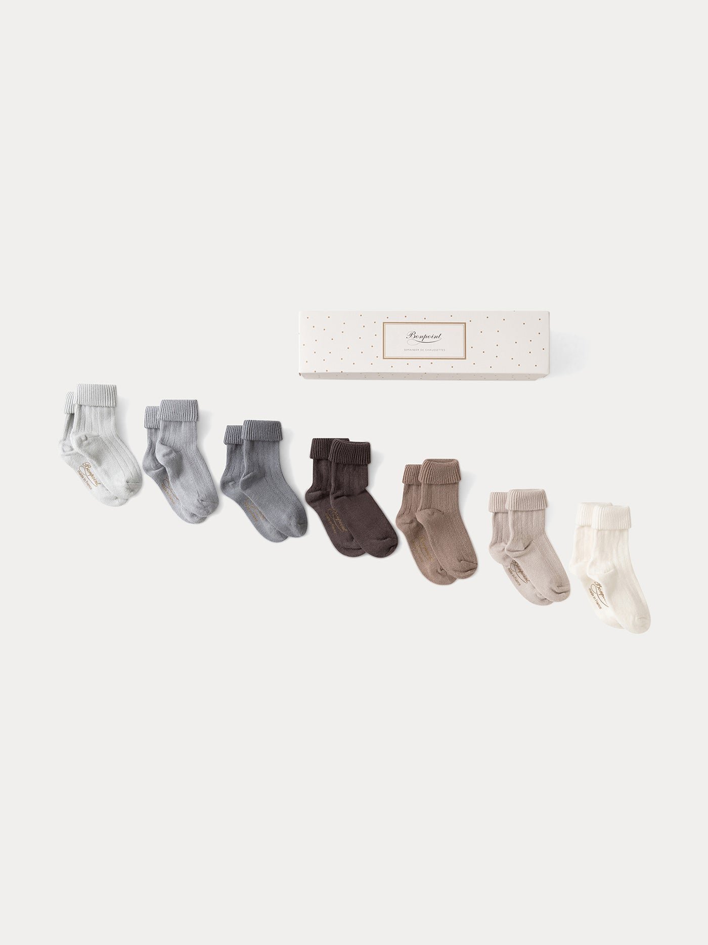 Semainier chaussettes en coton bébé bleu du nord