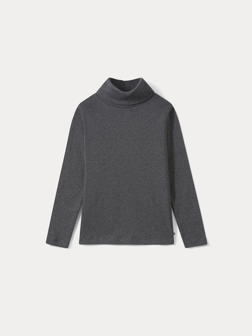 Dünner Rollkragenpullover dunkel meliert grau