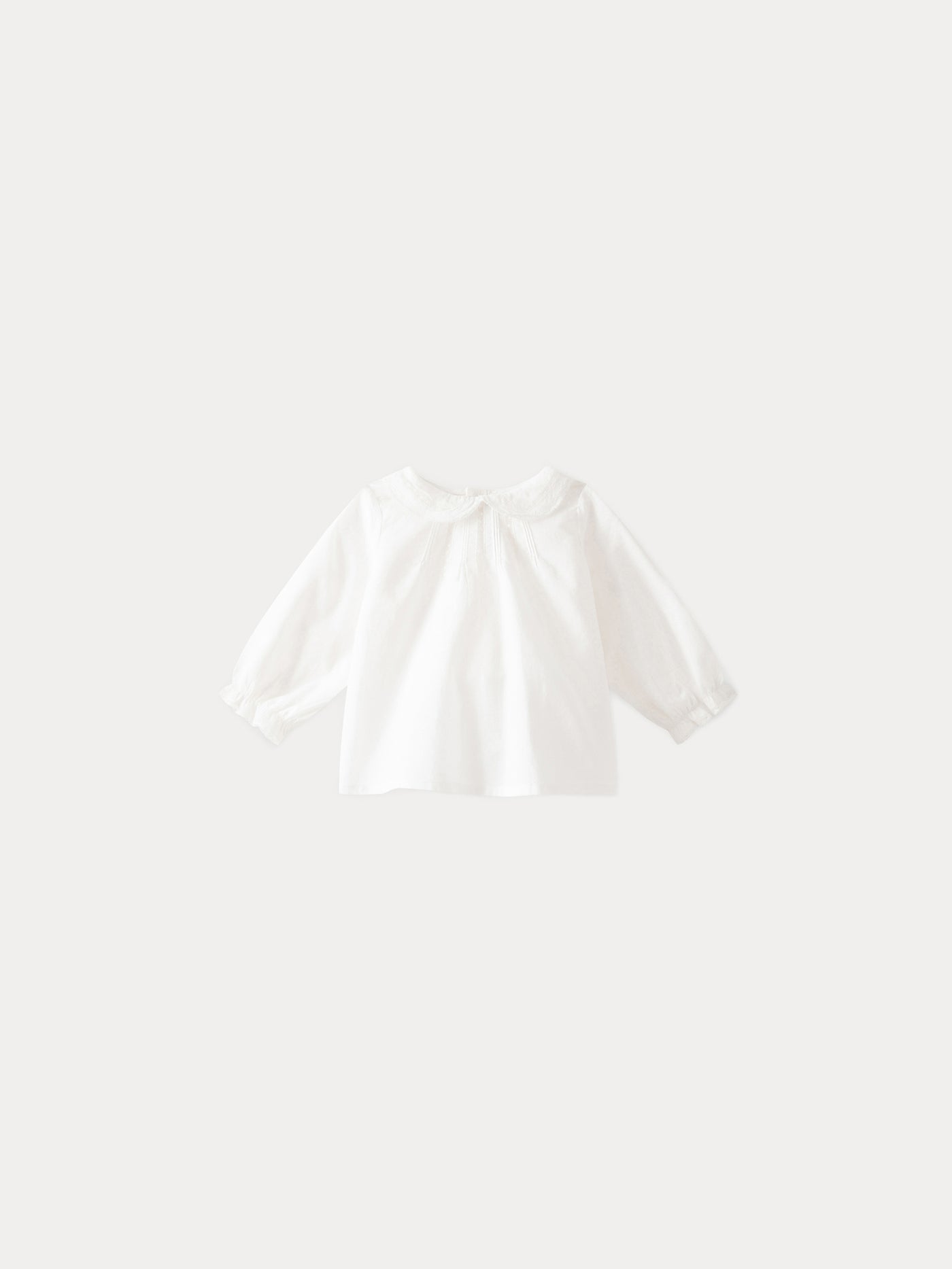 Blusa neonato in voile di cotone bianco latte