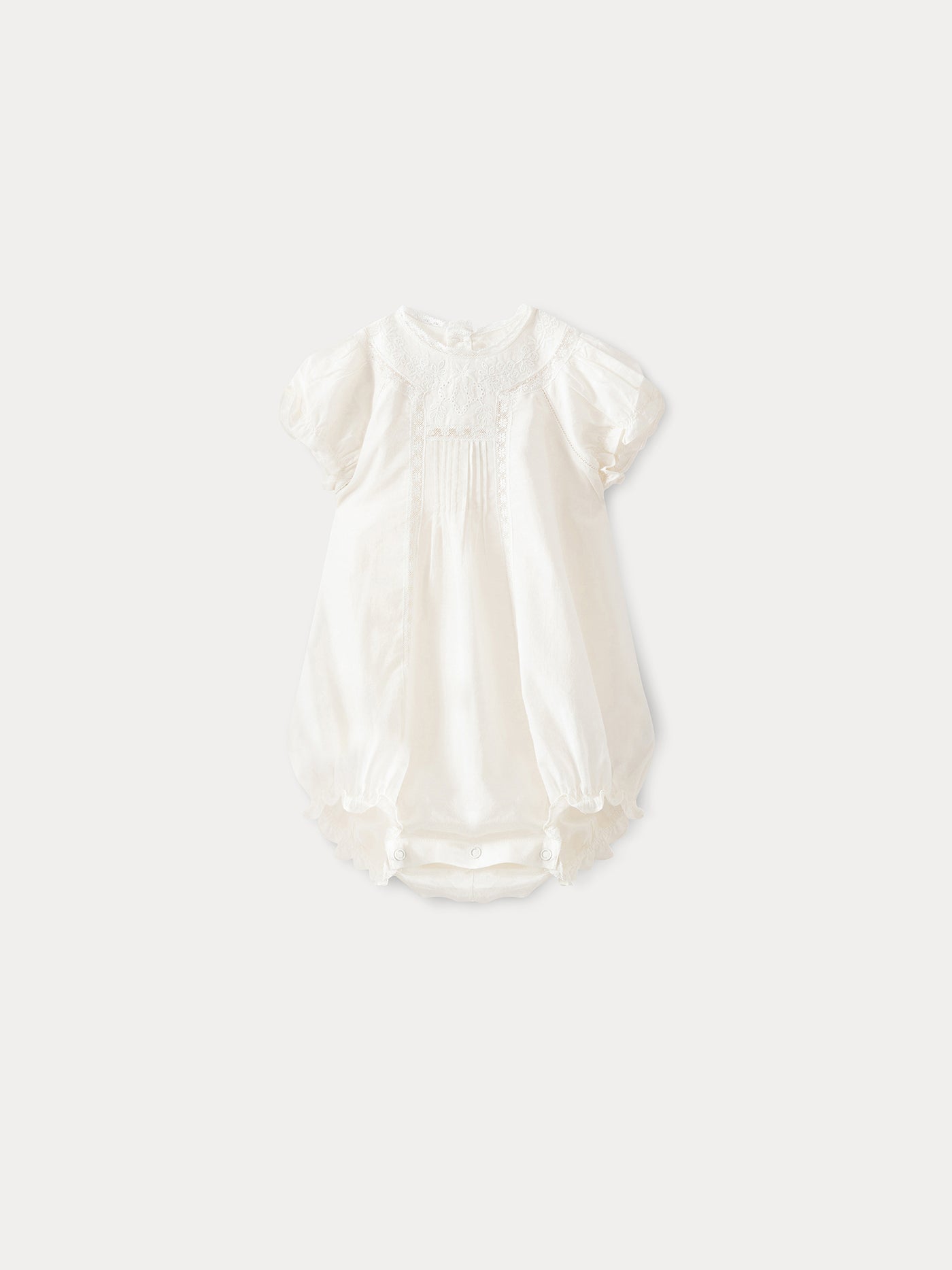 Barboteuse en voile façonné bébé blanc lait