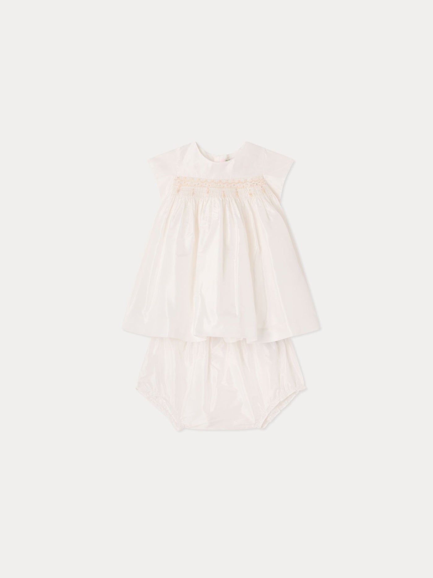 Taftkleid aus Seide für Babys milchweiß