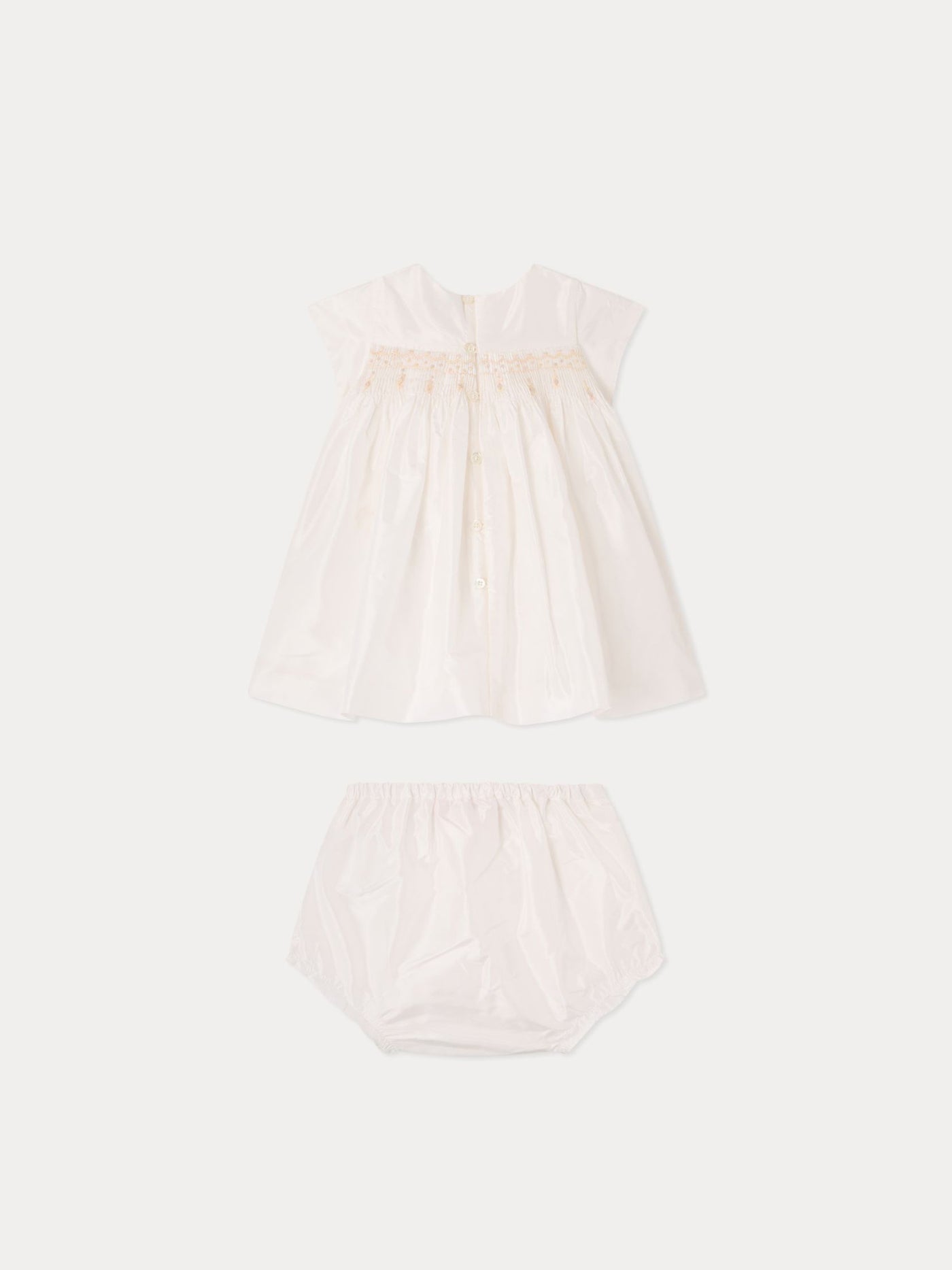 Taftkleid aus Seide für Babys milchweiß