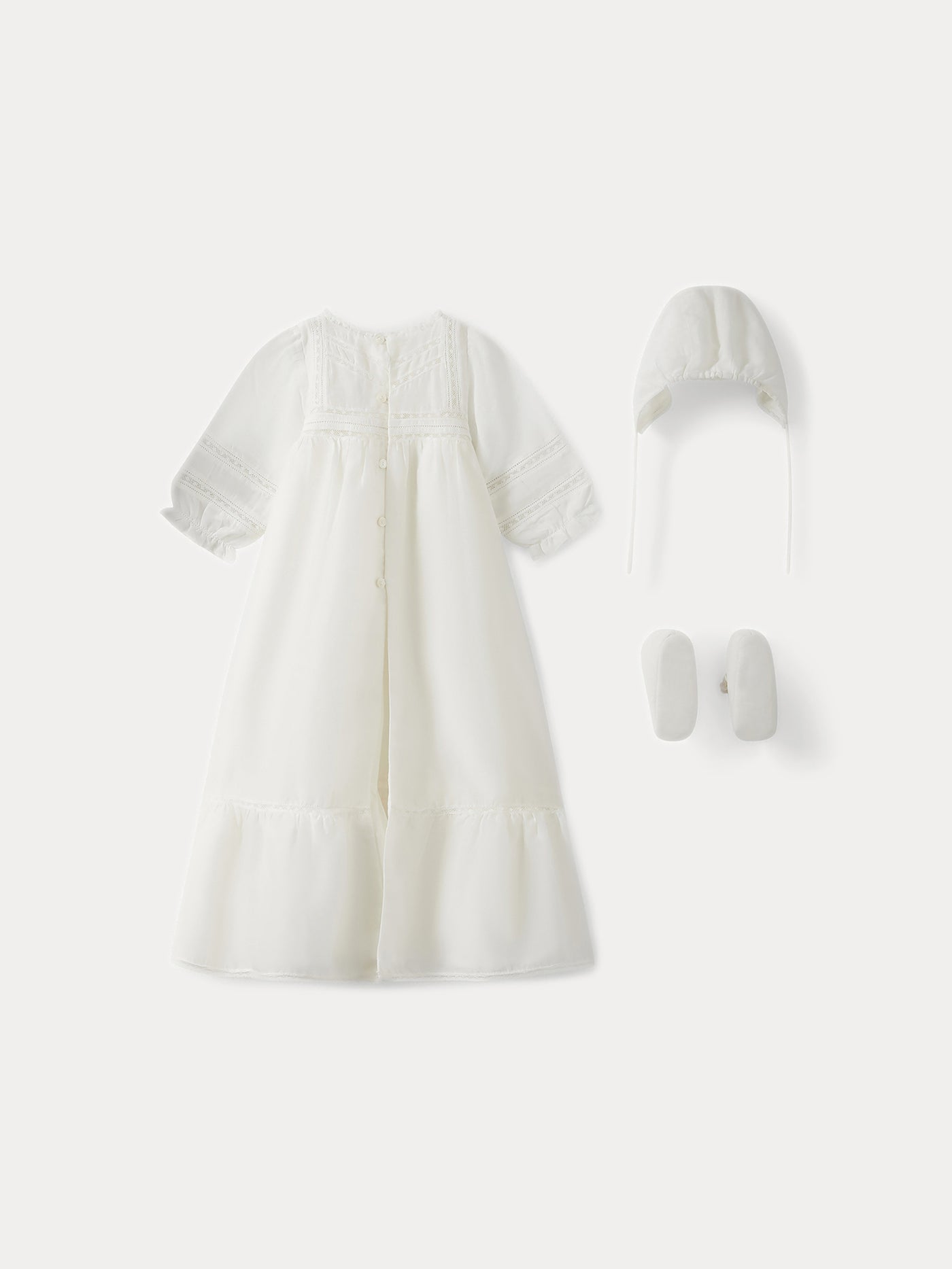 Cotton and silk christening gown Bonpoint Cotton and silk christening gown Bonpoint