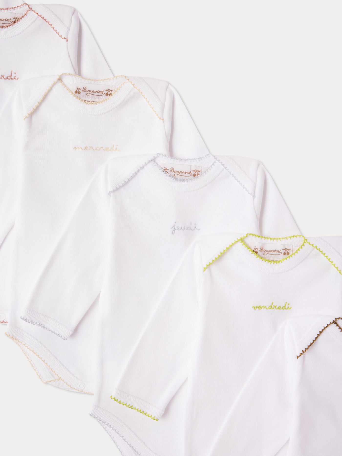 Set aus 7 Bio-Baumwoll-Bodys mit langen Ärmeln