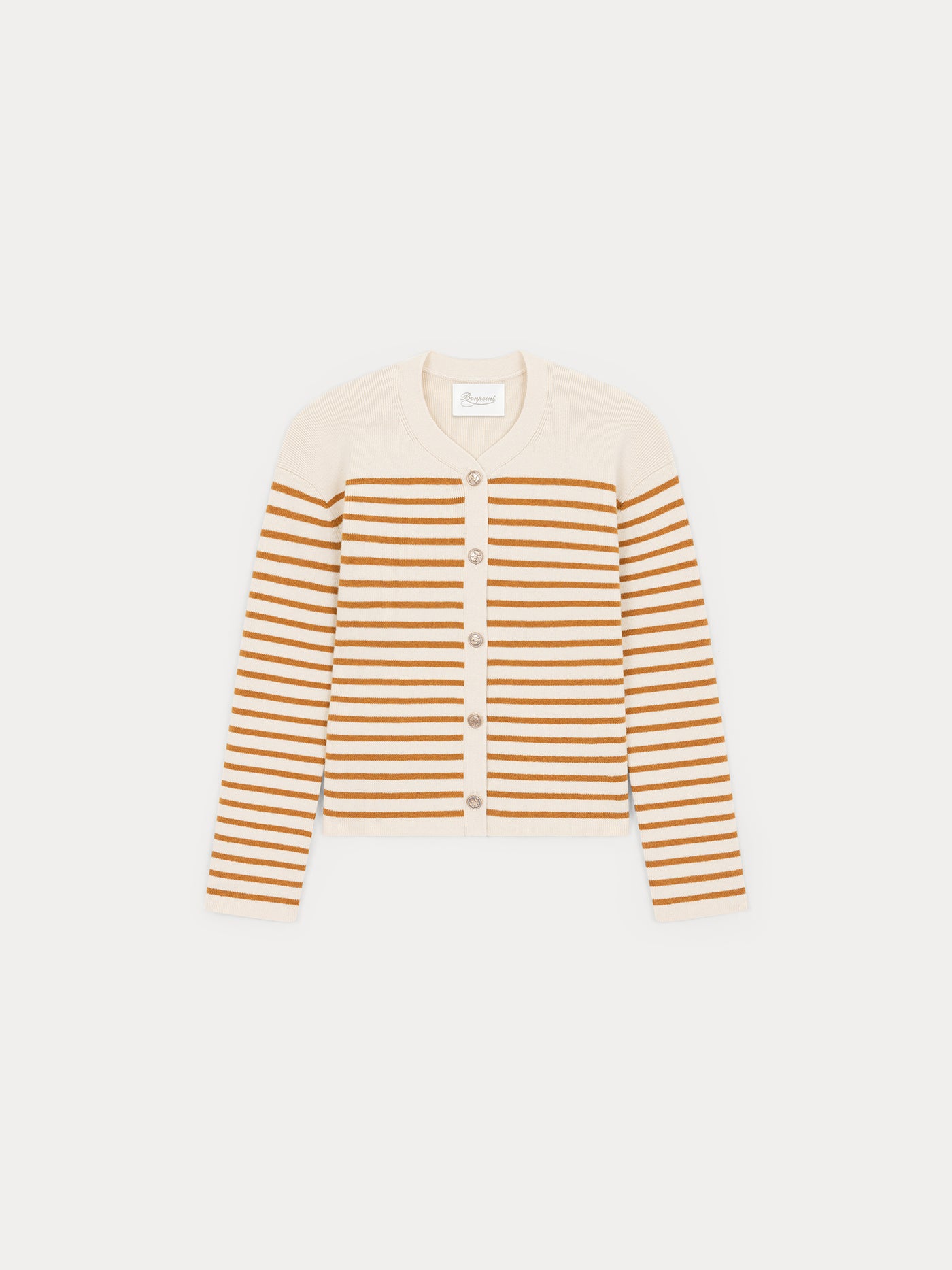 Taupe cropped cardigan in wool and cotton