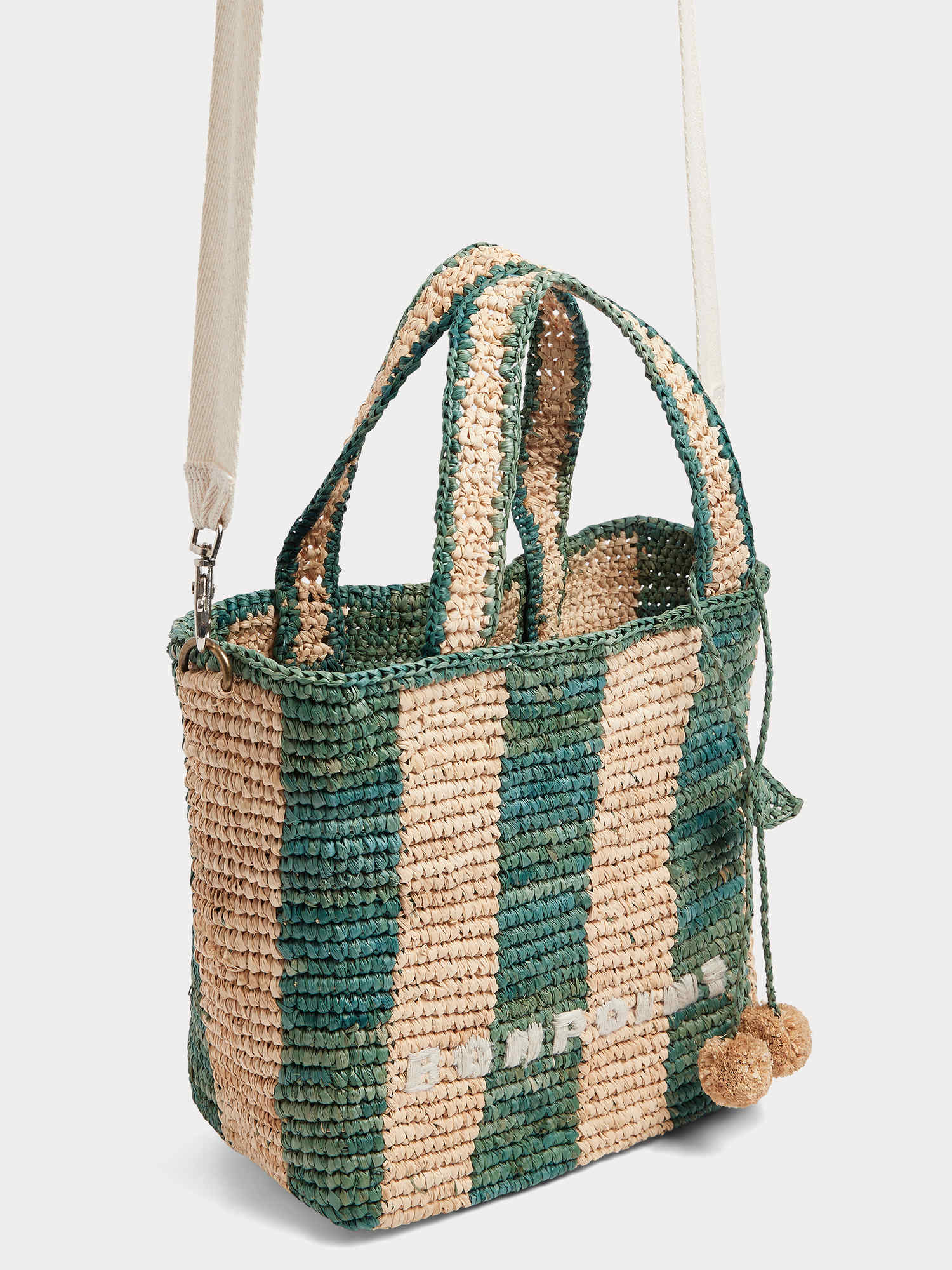 Cabas striped bag in raffia • Bonpoint