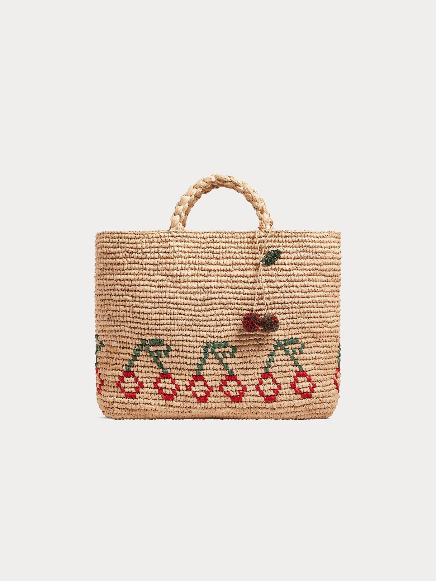 Fama Tragetasche aus Raffia mit roten Kirschen
