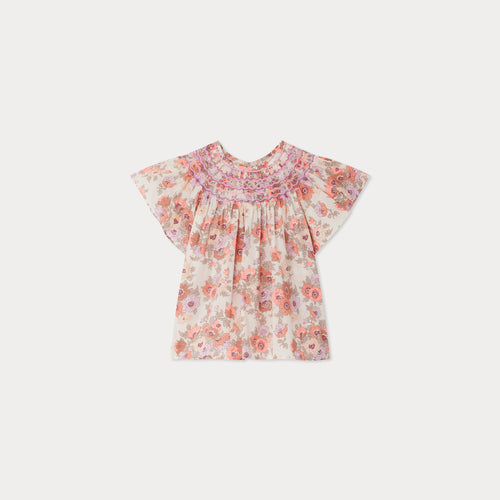 Blouse Adelice smockée et brodée en tissu Liberty