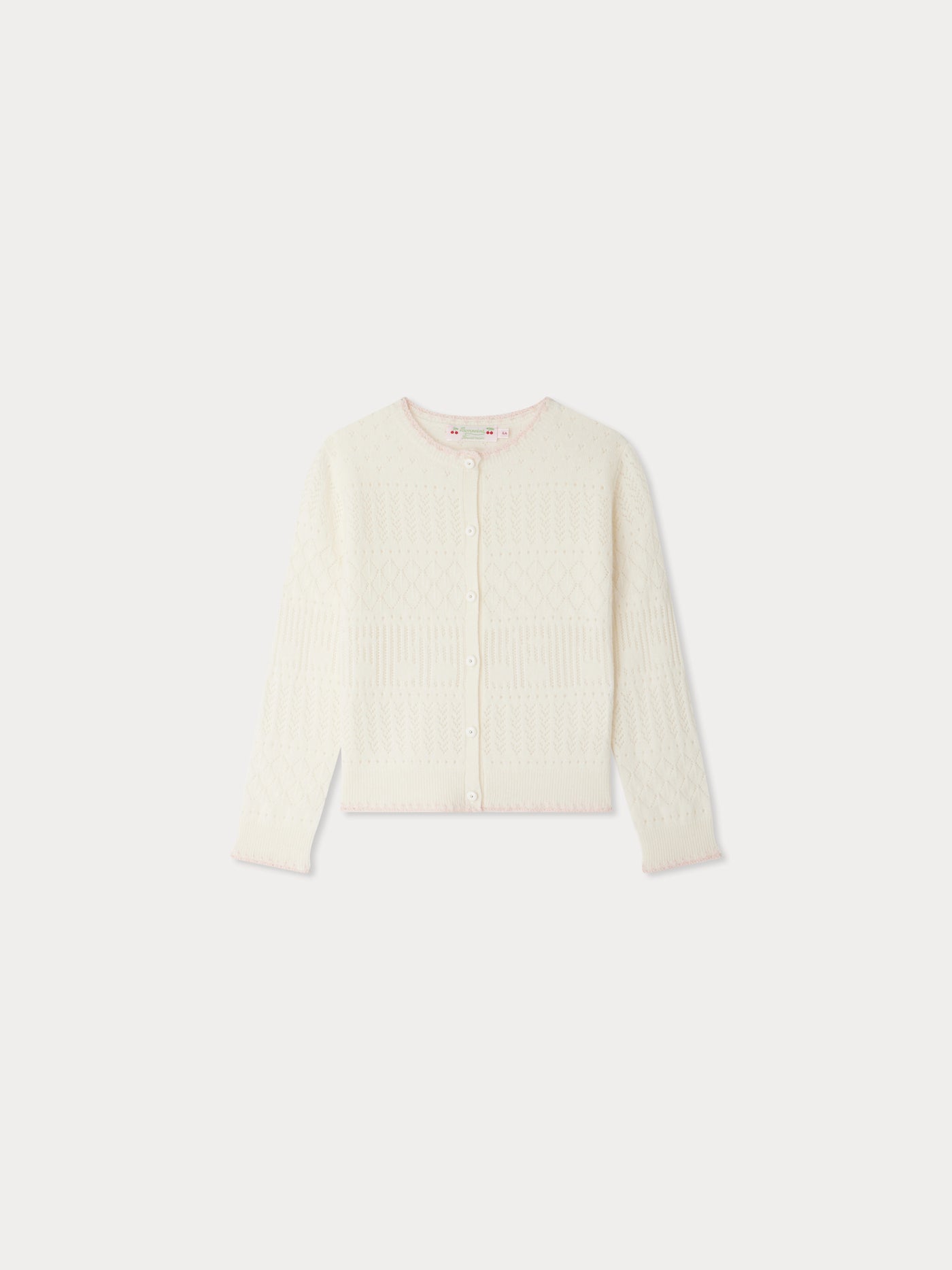 Cardigan a coste Enza in cashmere bianco