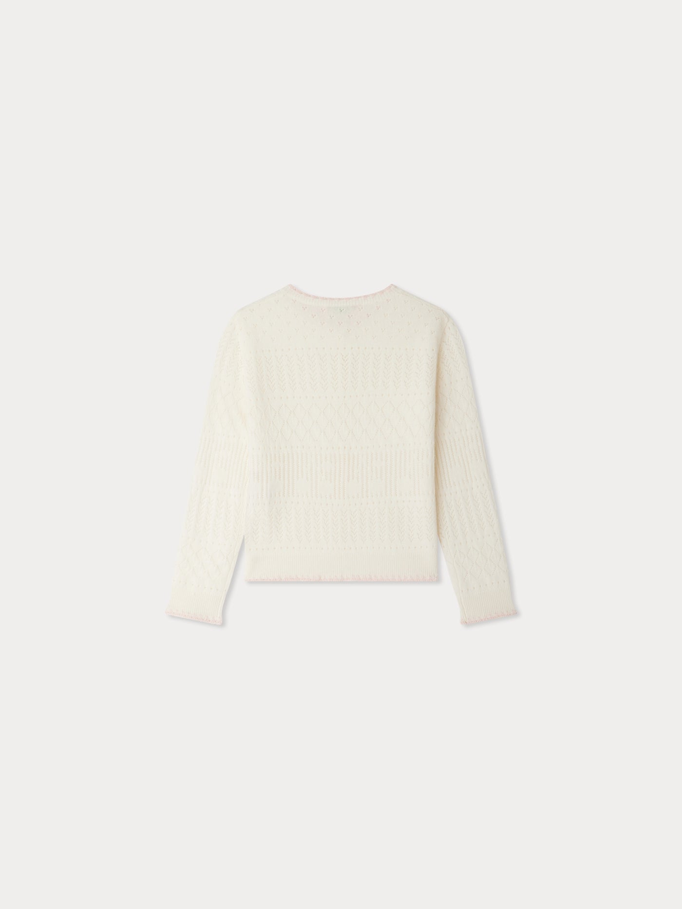 Cardigan a coste Enza in cashmere bianco