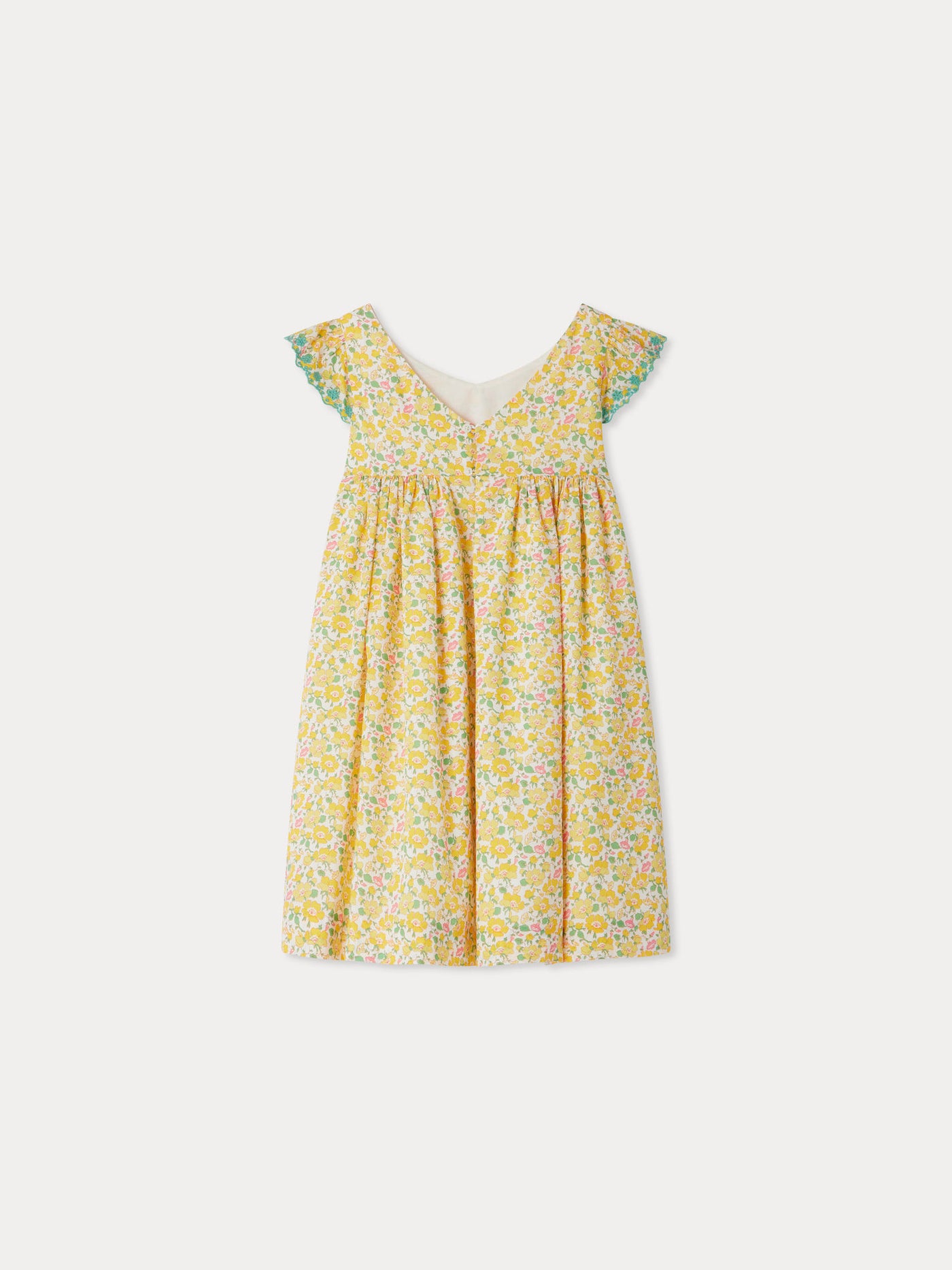 Abito ricamato Emina realizzato con tessuti Liberty