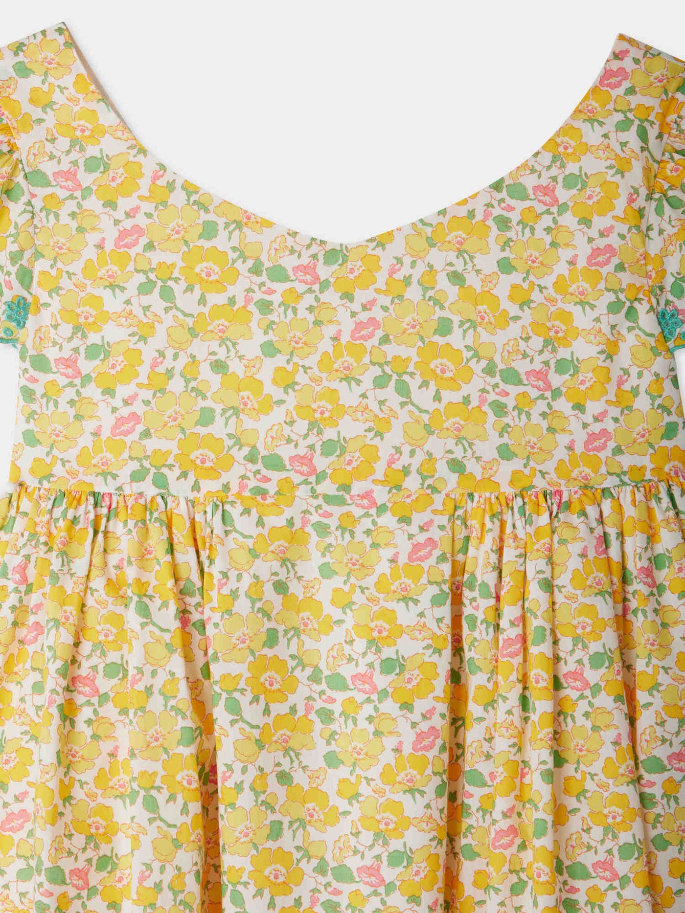 Abito ricamato Emina realizzato con tessuti Liberty