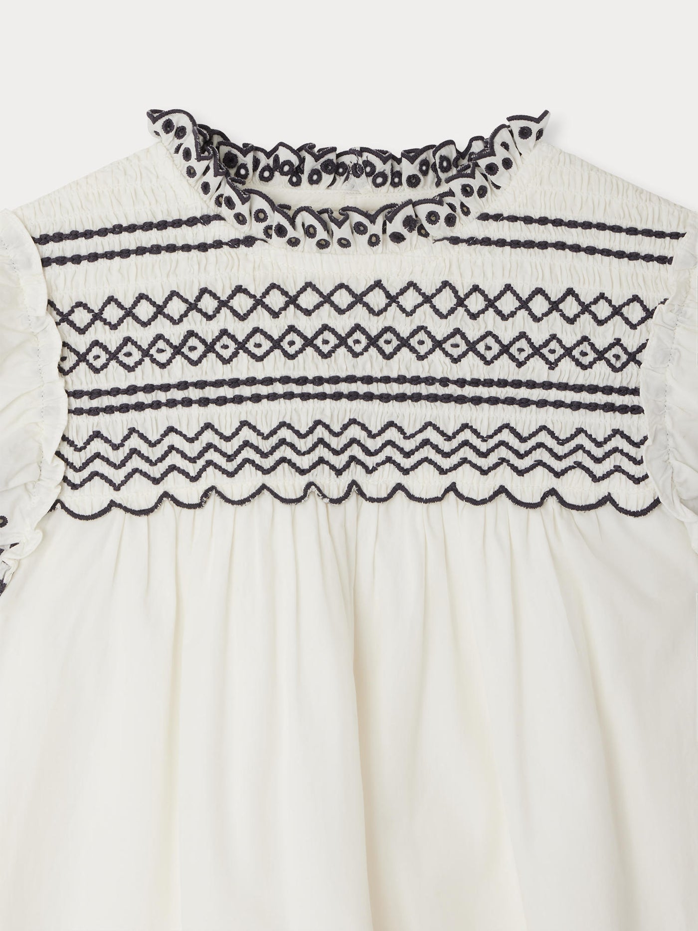 Abito smock Bijou con ricami inglesi
