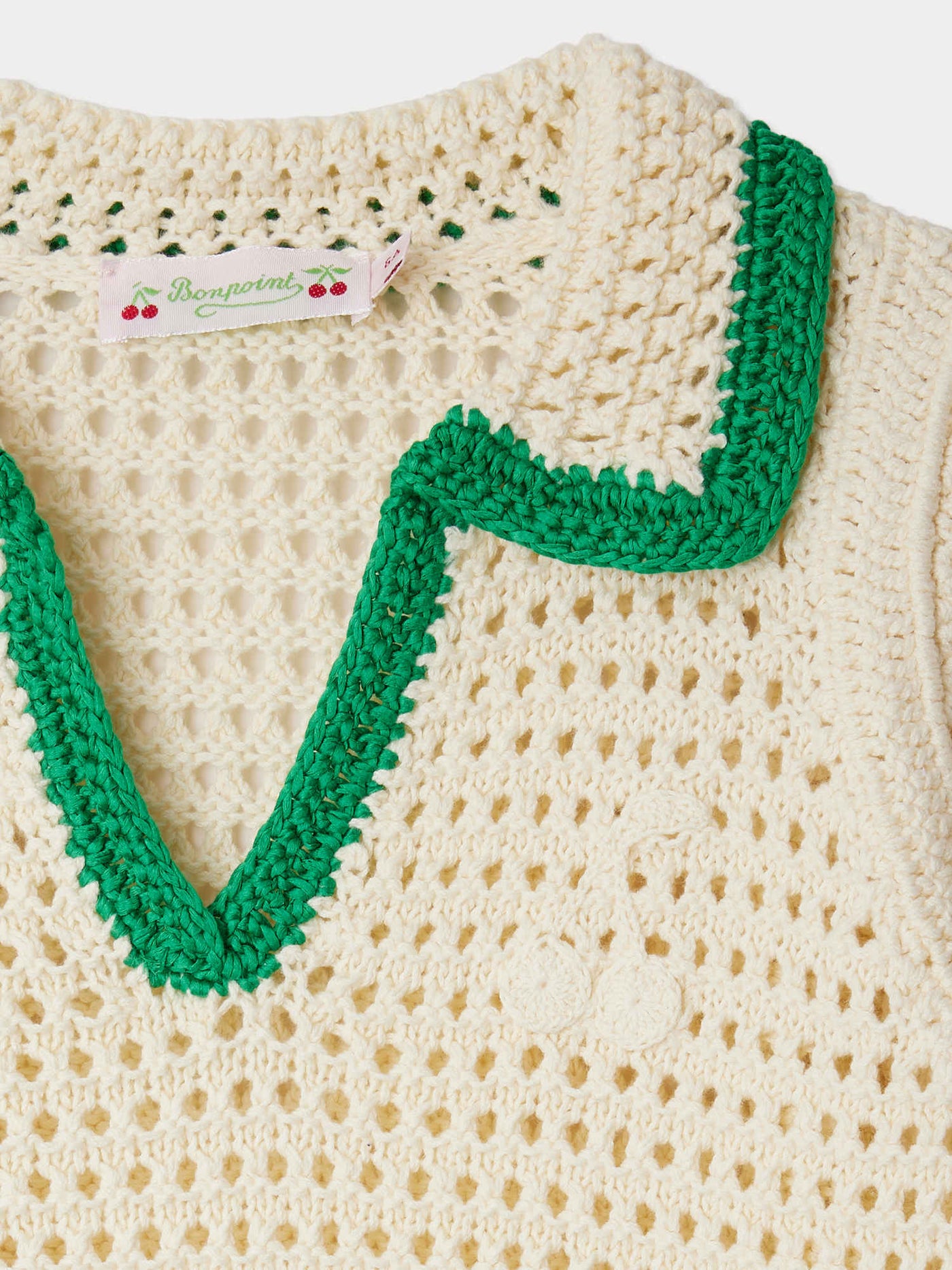 Pull Elanita en crochet ajouré à motif cerise