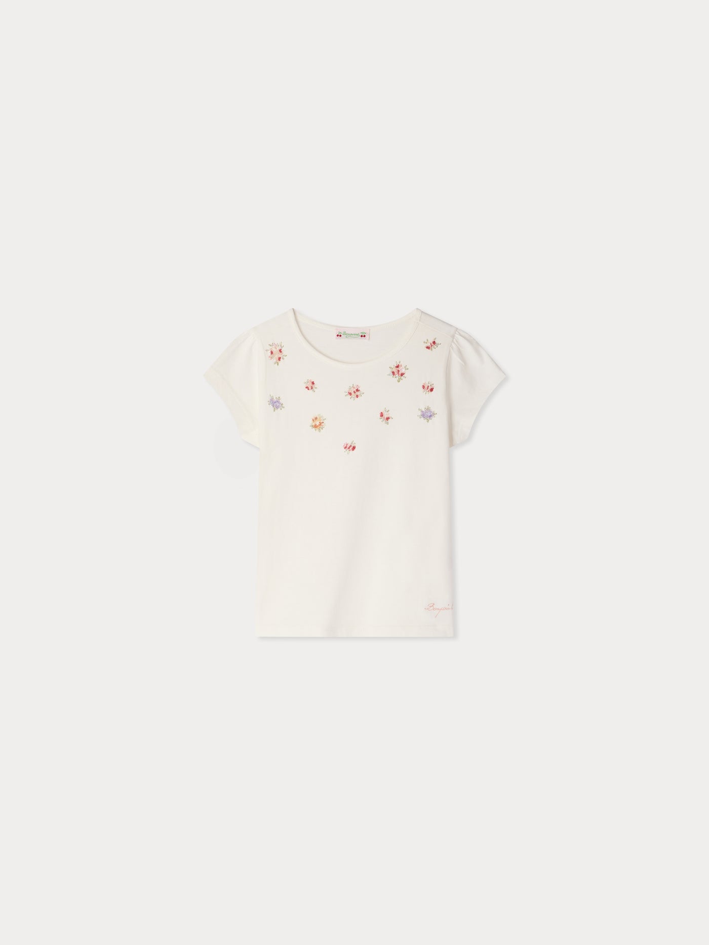 T-shirt Capricia en coton biologique à broderies fleurs et perles