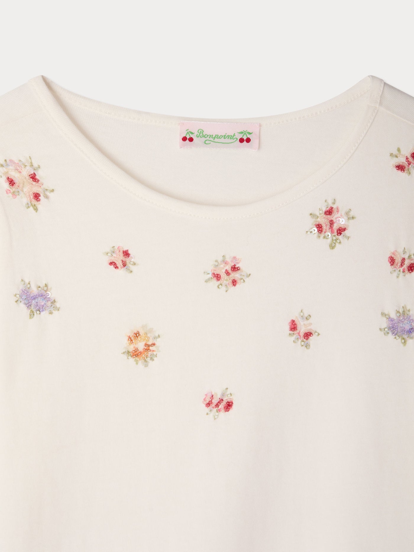 T-shirt Capricia en coton biologique à broderies fleurs et perles