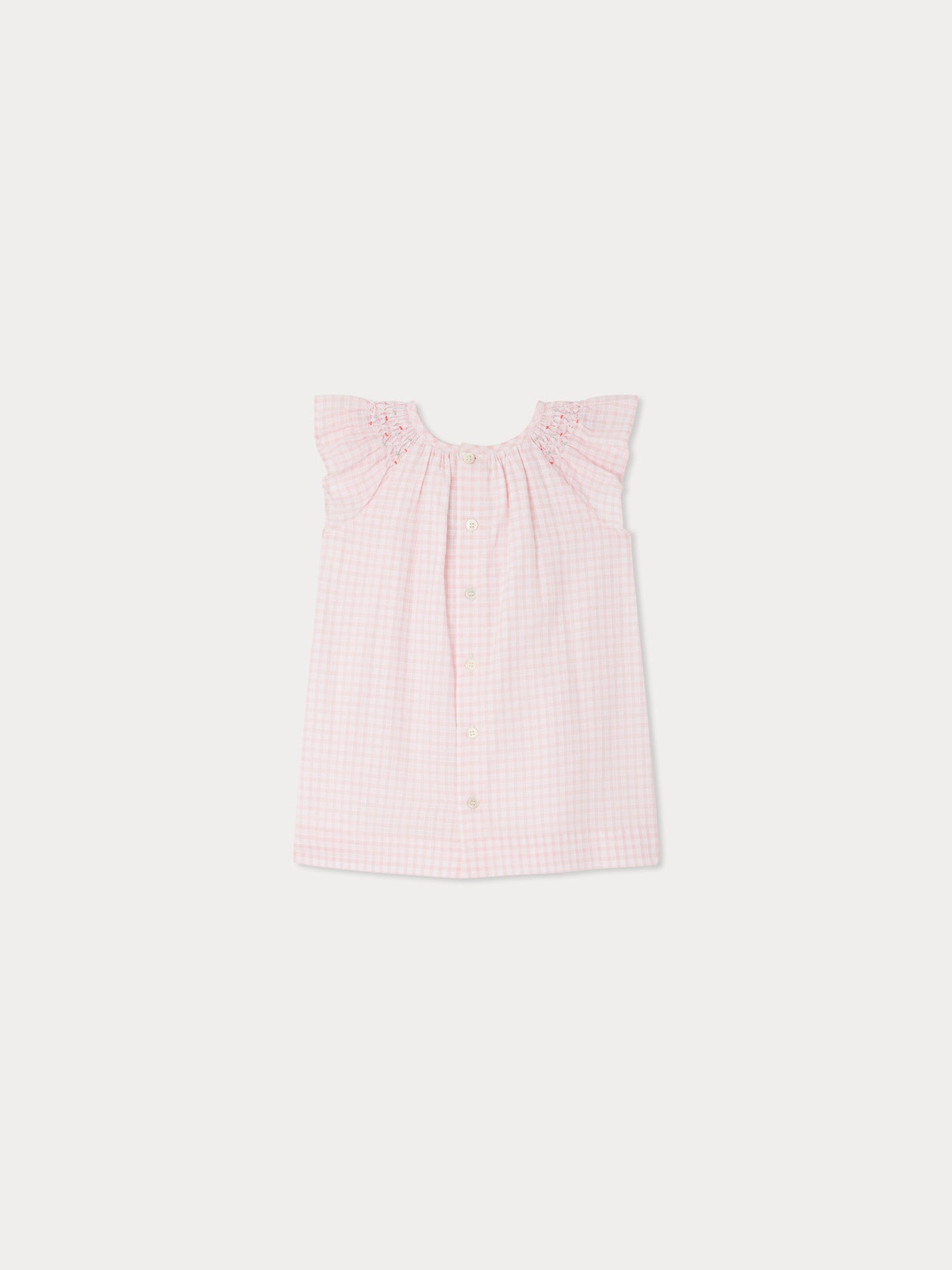 Carmella-Kleid mit gesmokten und bestickten Karos