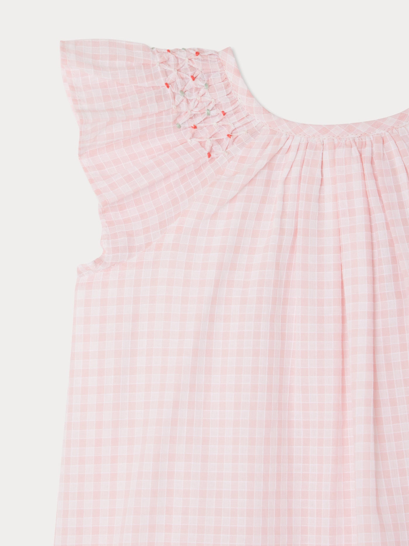 Carmella-Kleid mit gesmokten und bestickten Karos