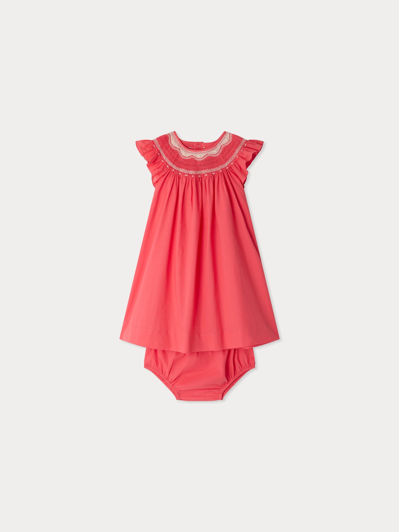 Erin gesmoktes und besticktes Kleid mit Bloomer