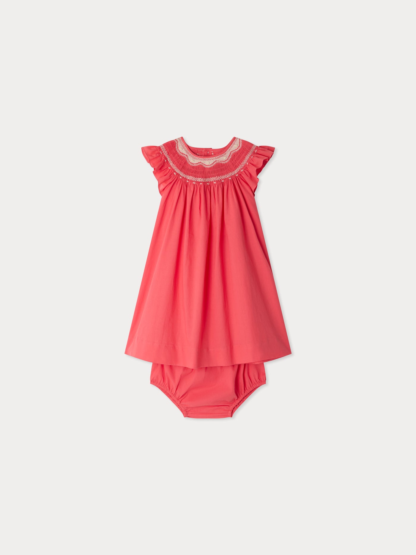 Erin gesmoktes und besticktes Kleid mit Bloomer