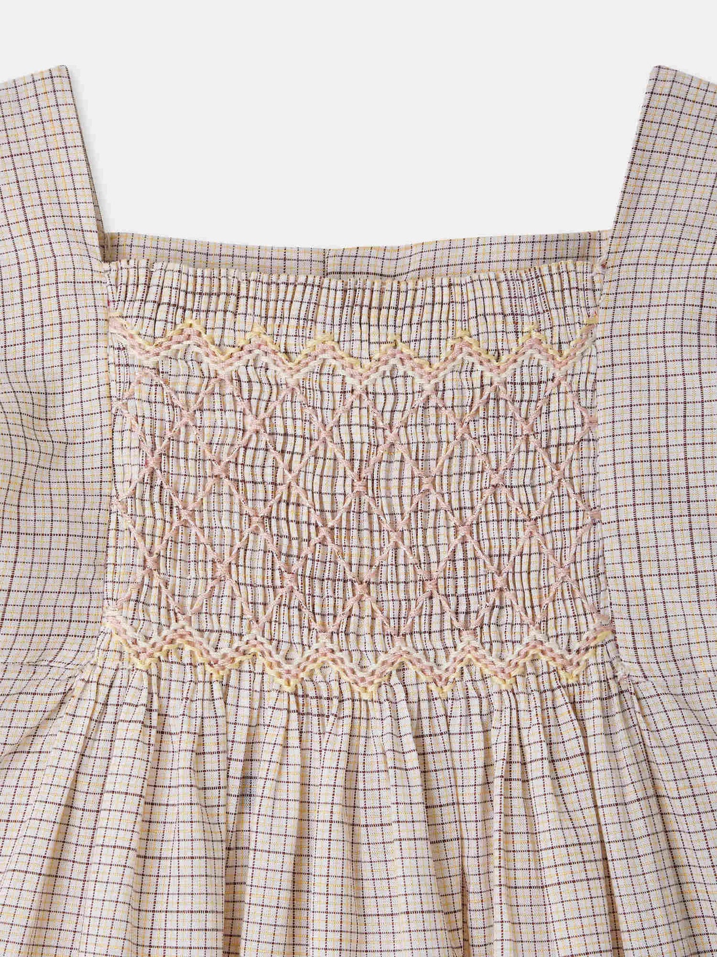 Pais smocked dress in checks
