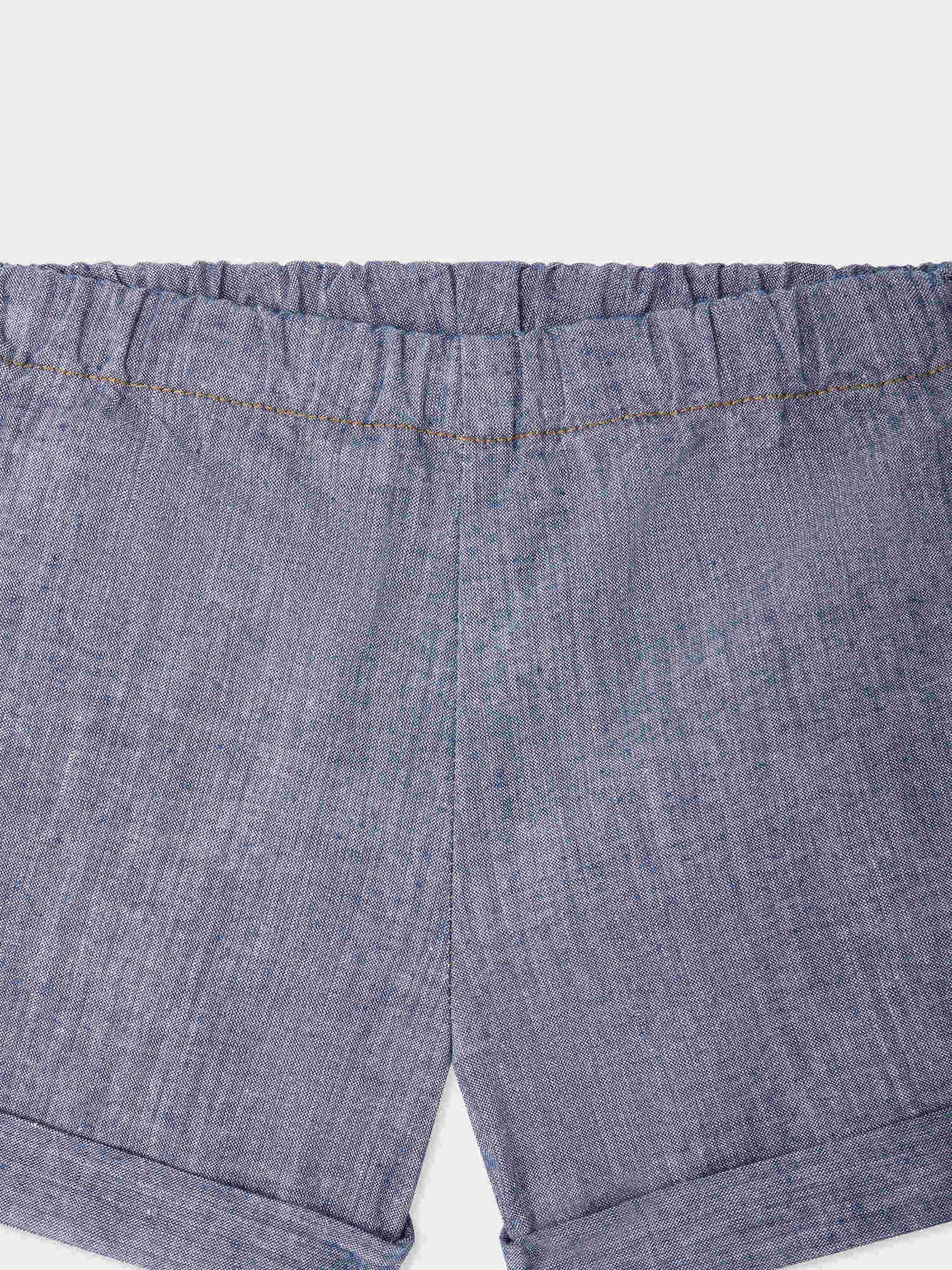 Pantaloni corti Ecady in chambray blu