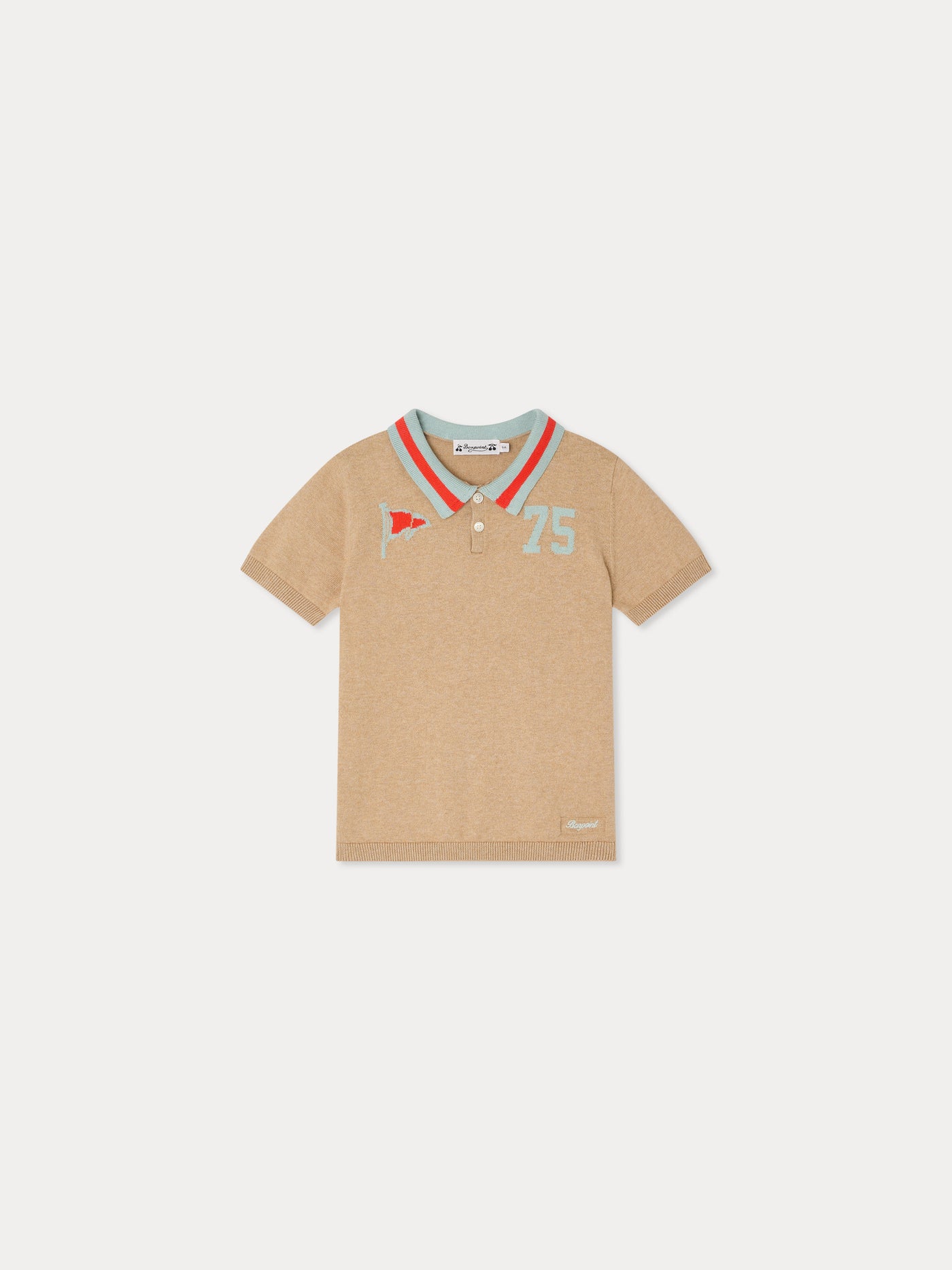 Polo Loyal mit eingearbeiteter 75-Flagge in Heather Beige
