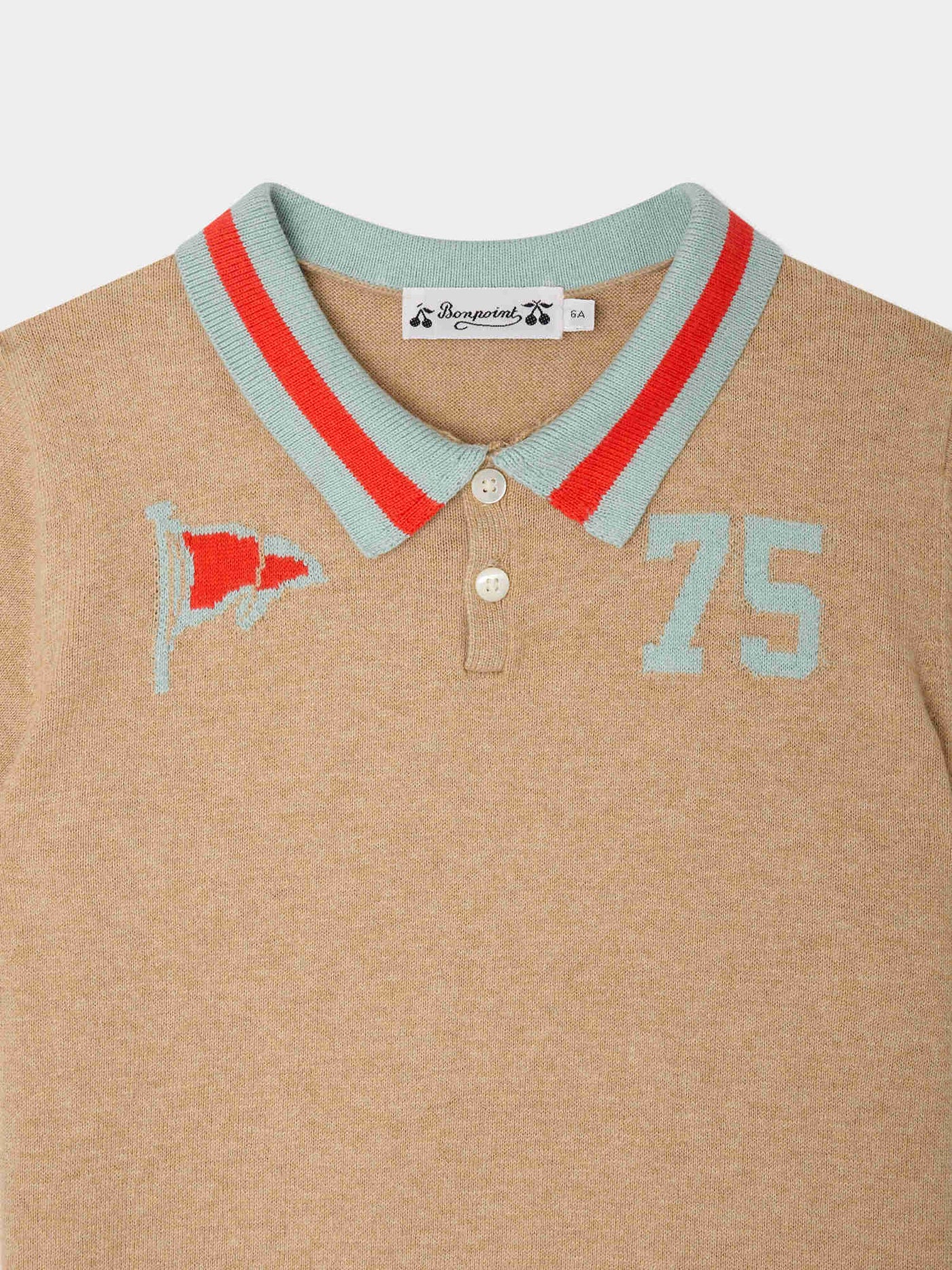 Polo Loyal mit eingearbeiteter 75-Flagge in Heather Beige