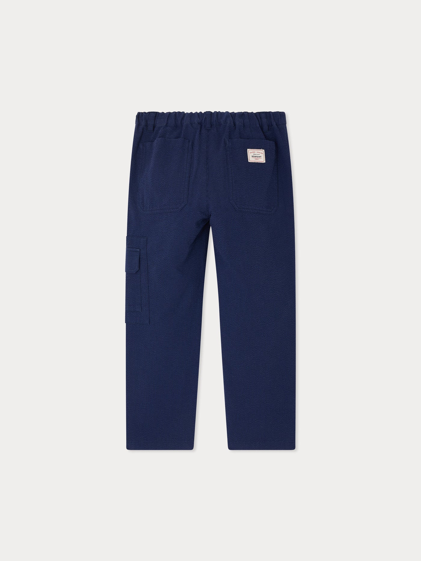 Francis cargo trousers in organic cotton seersucker