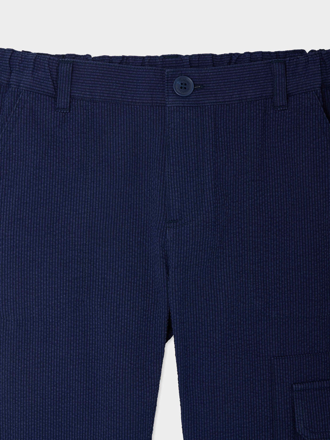 Francis cargo trousers in organic cotton seersucker