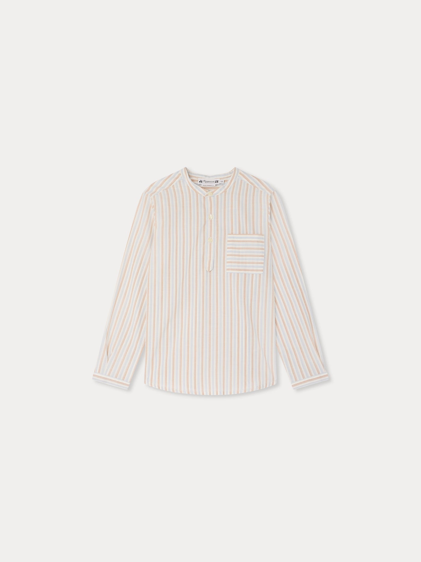Claude striped mandarin collar shirt in organic cotton