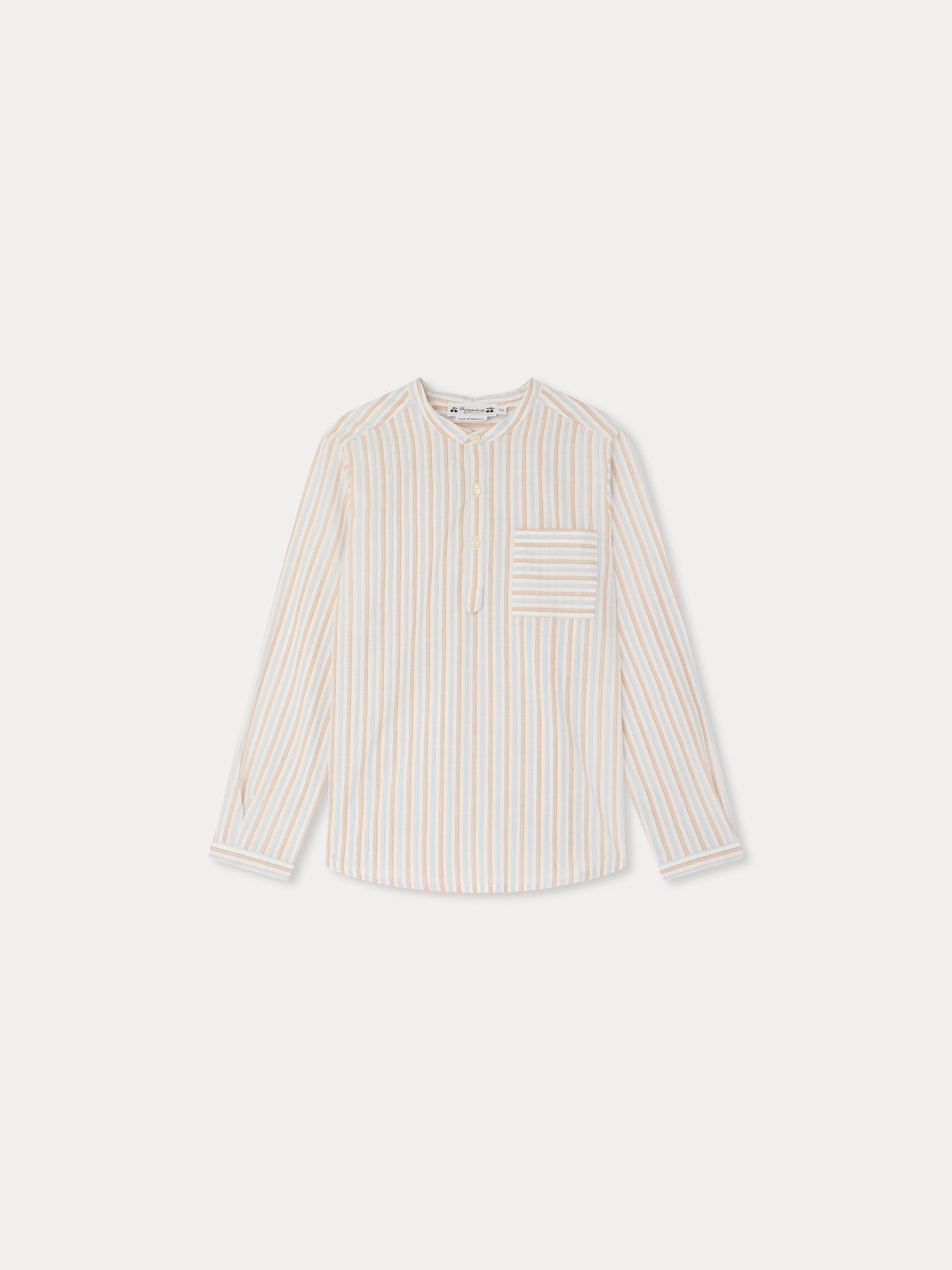 Claude striped mandarin collar shirt in organic cotton