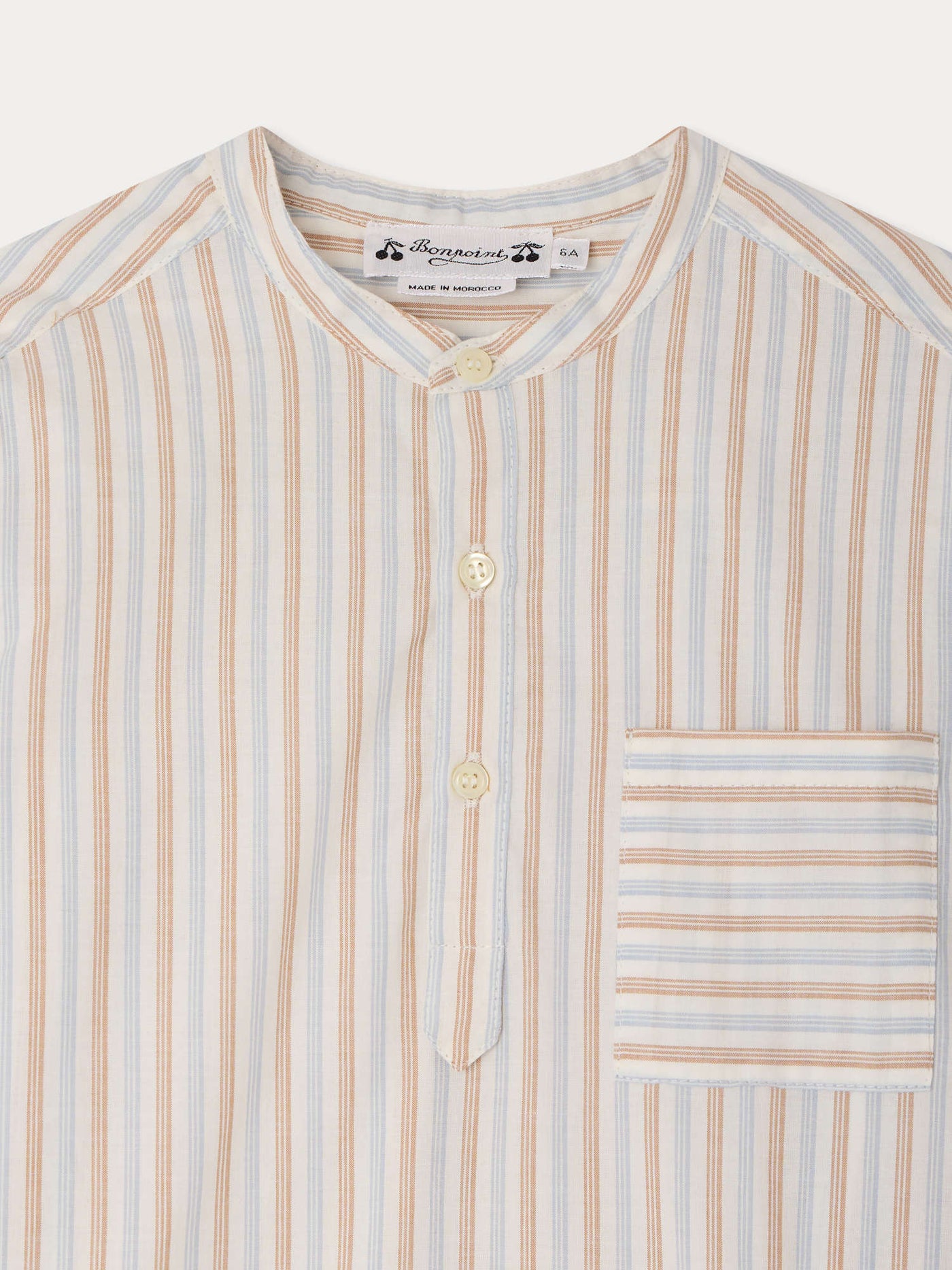 Claude striped mandarin collar shirt in organic cotton