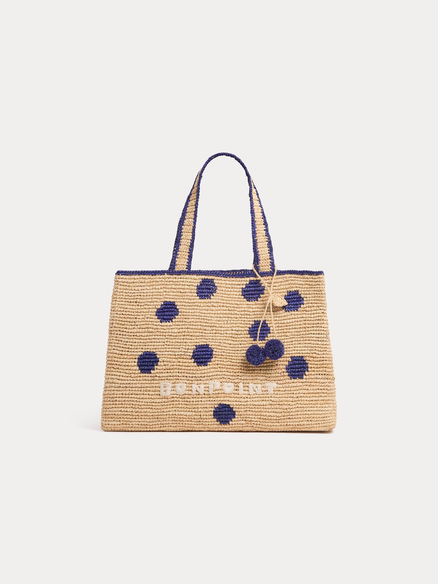 Handmade raffia Esma bag with polka dots