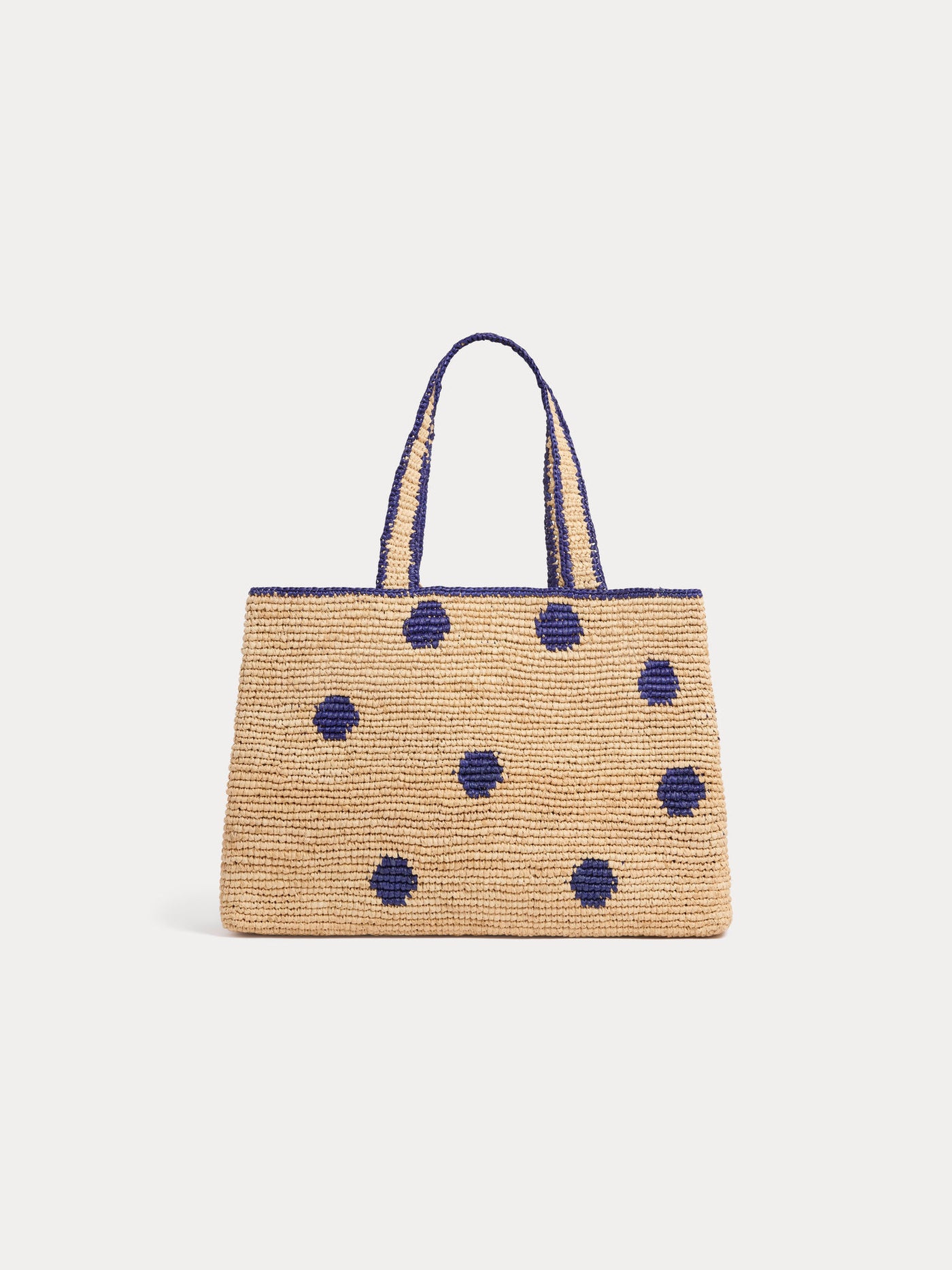 Handmade raffia Esma bag with polka dots