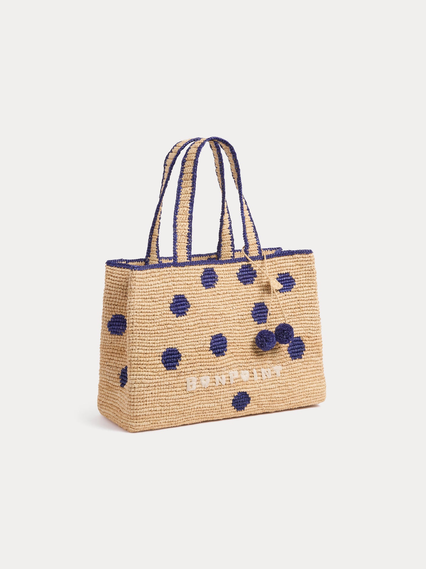 Handmade raffia Esma bag with polka dots