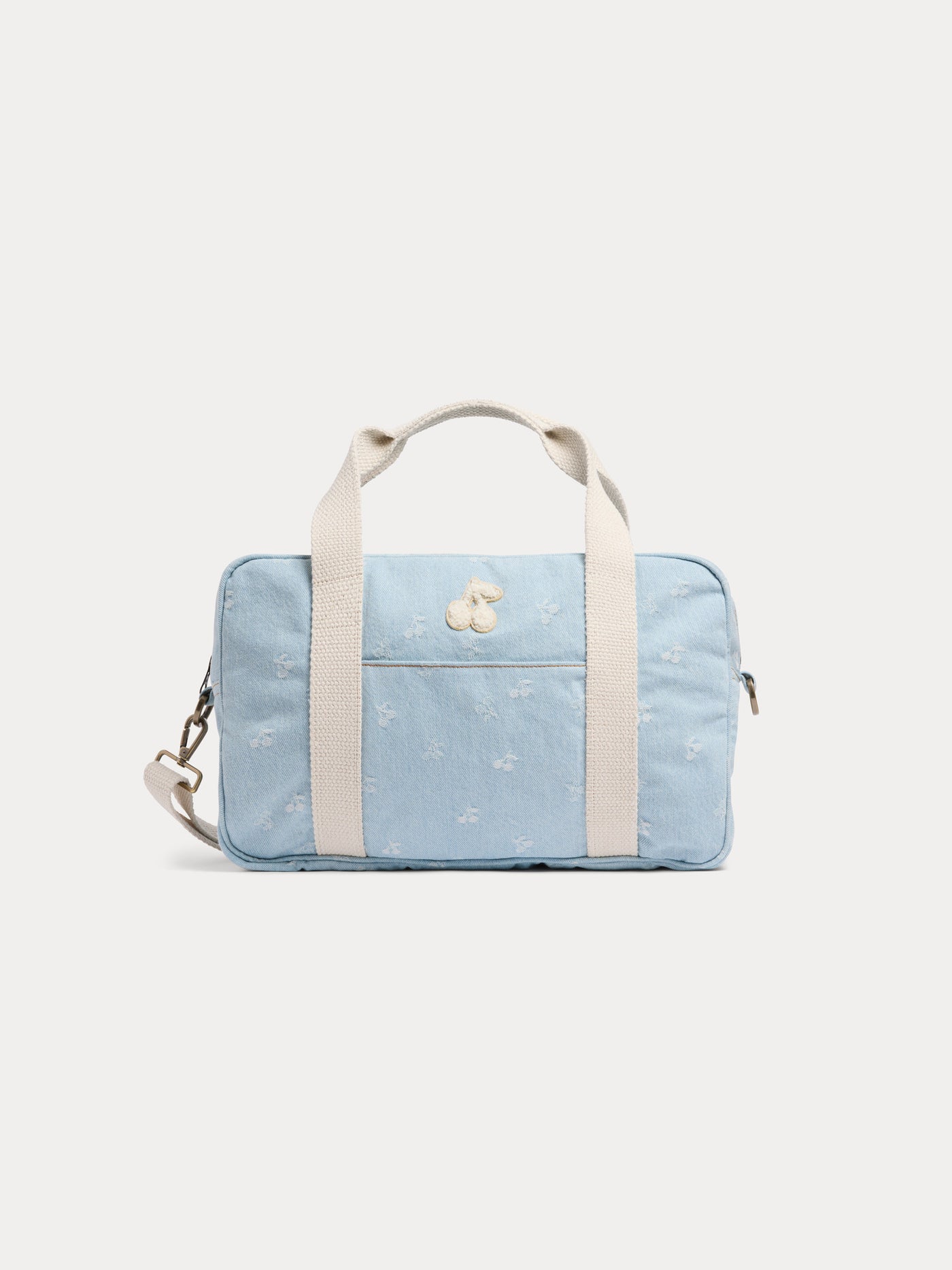 Borsa bowling Gigia in denim jacquard ciliegia