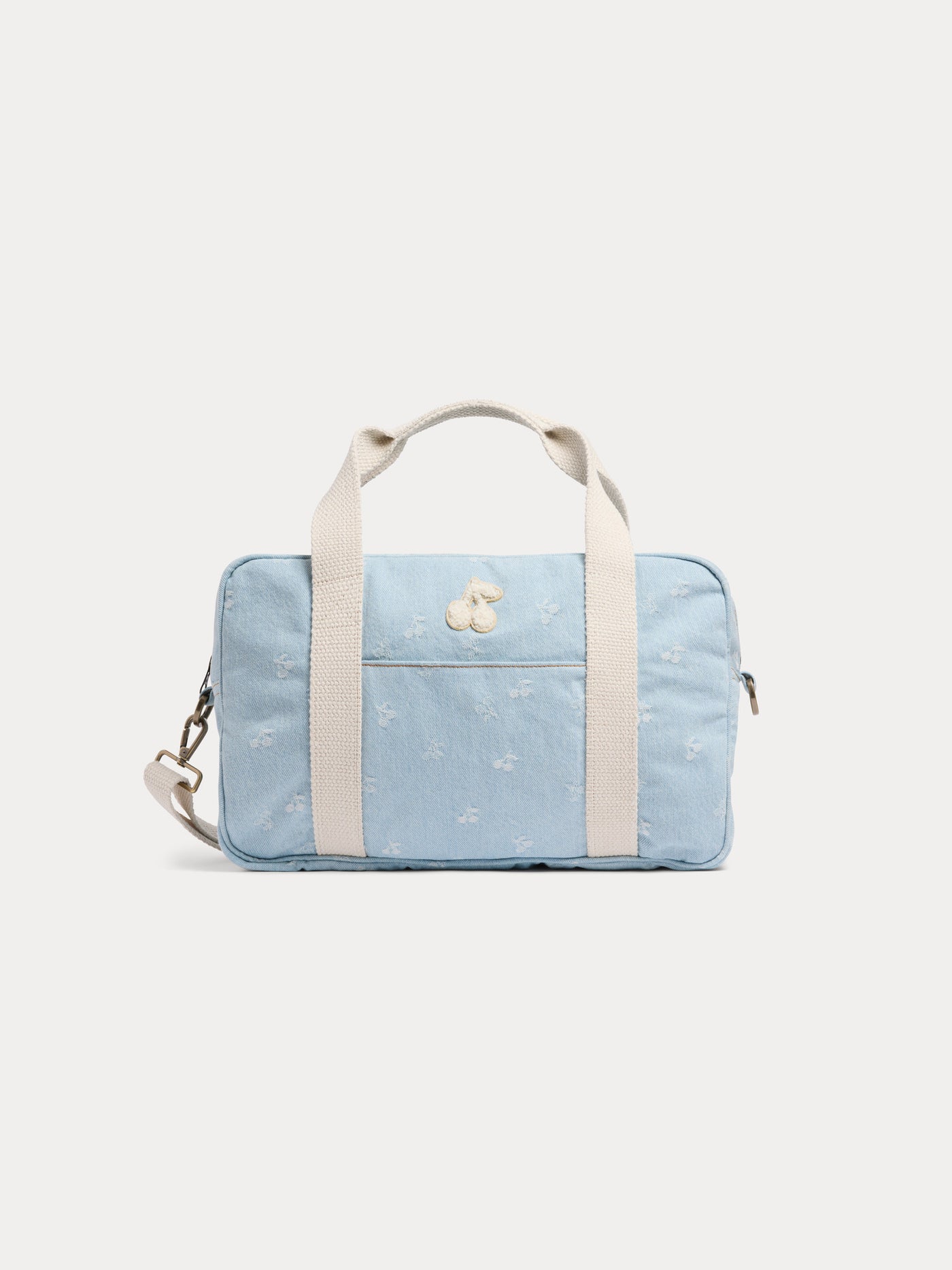Gigia Bowlingtasche aus kirschrotem Jacquard-Denim