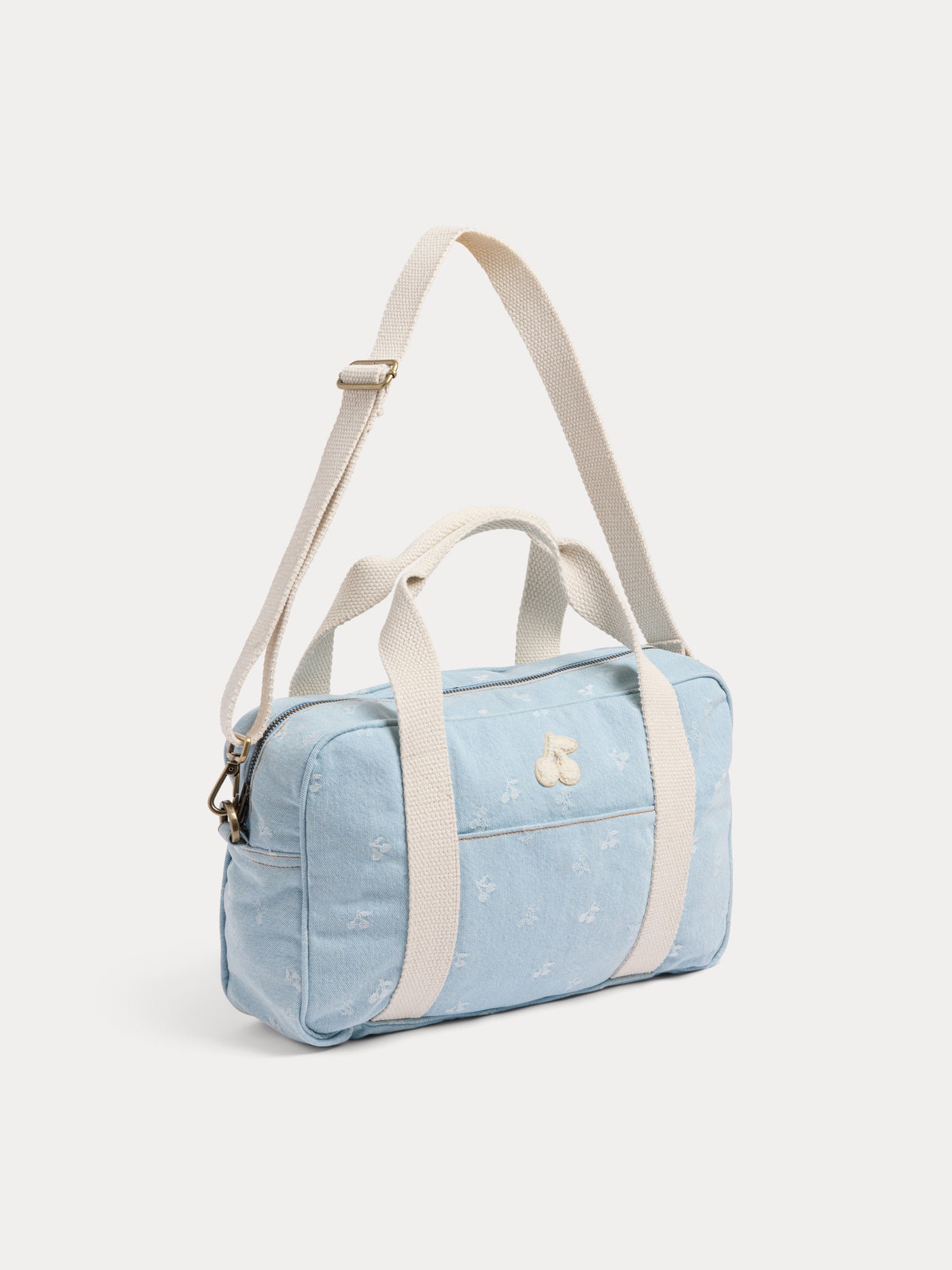 Gigia Bowlingtasche aus kirschrotem Jacquard-Denim