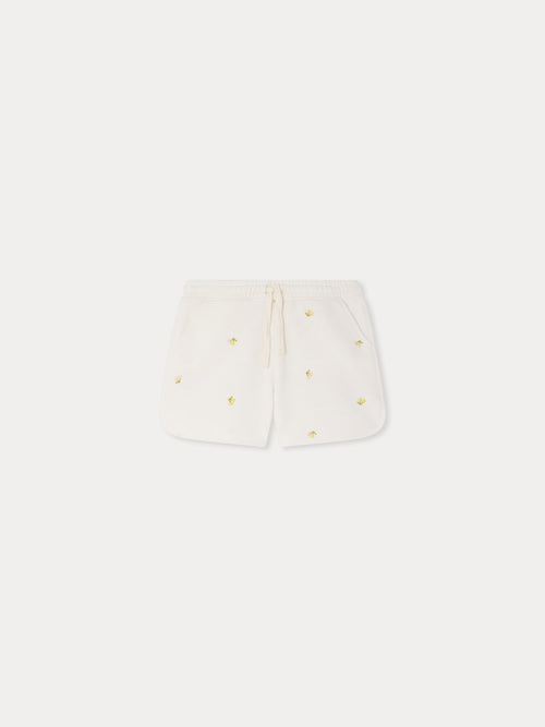 Short molleton Caroline brodé cerises en coton biologique