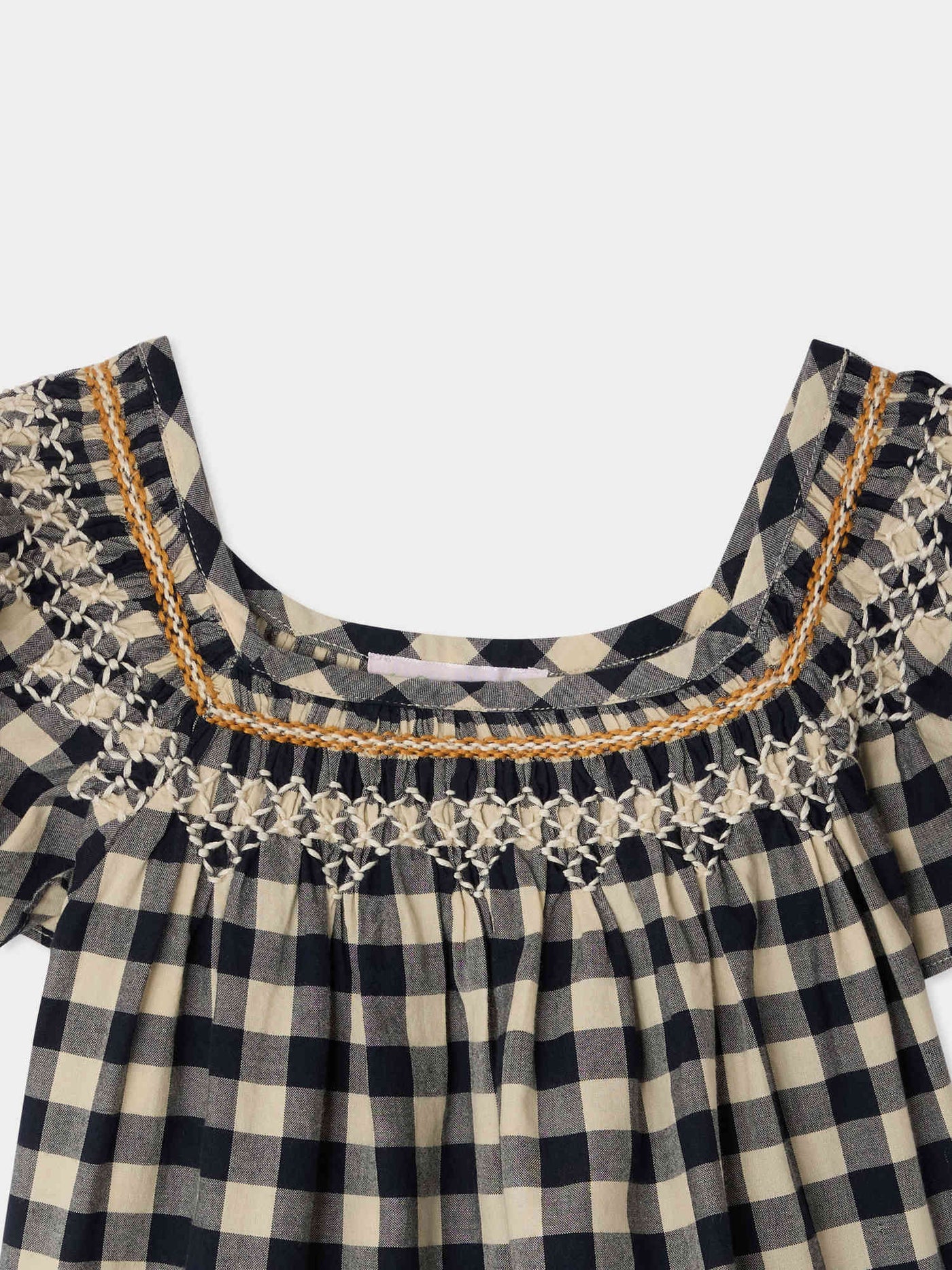 Blouse Carlie smockée et brodée main