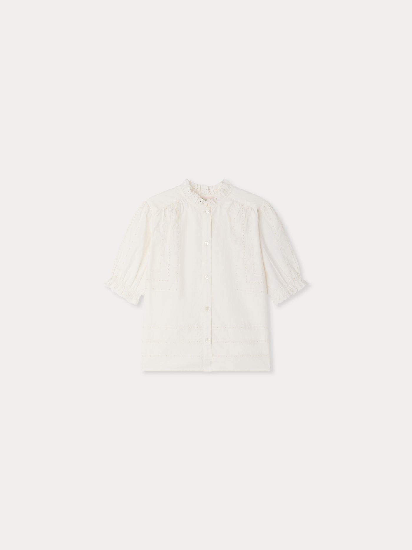 Blouse Letitia en popeline de coton biologique et broderie contrastée