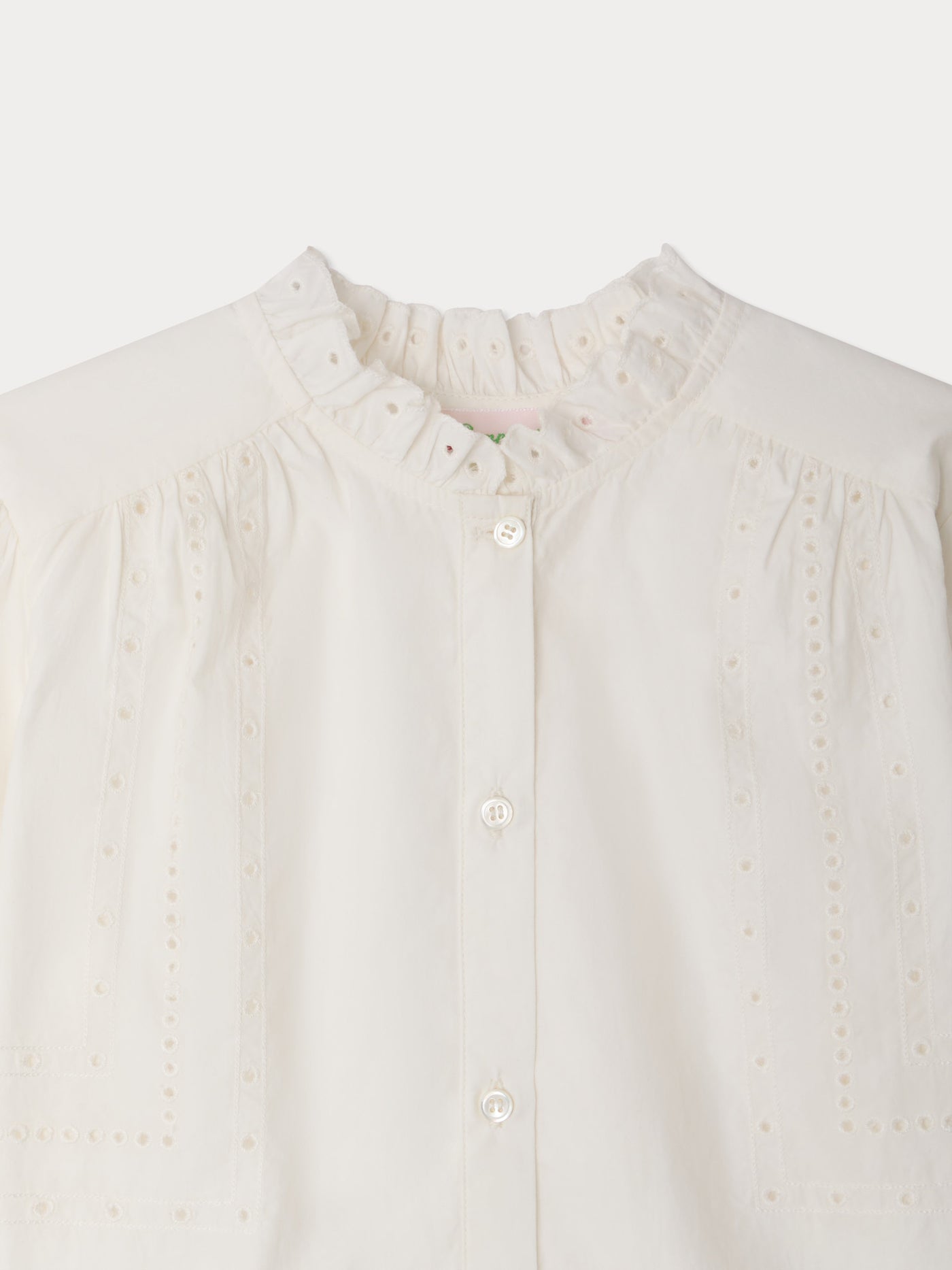 Blouse Letitia en popeline de coton biologique et broderie contrastée