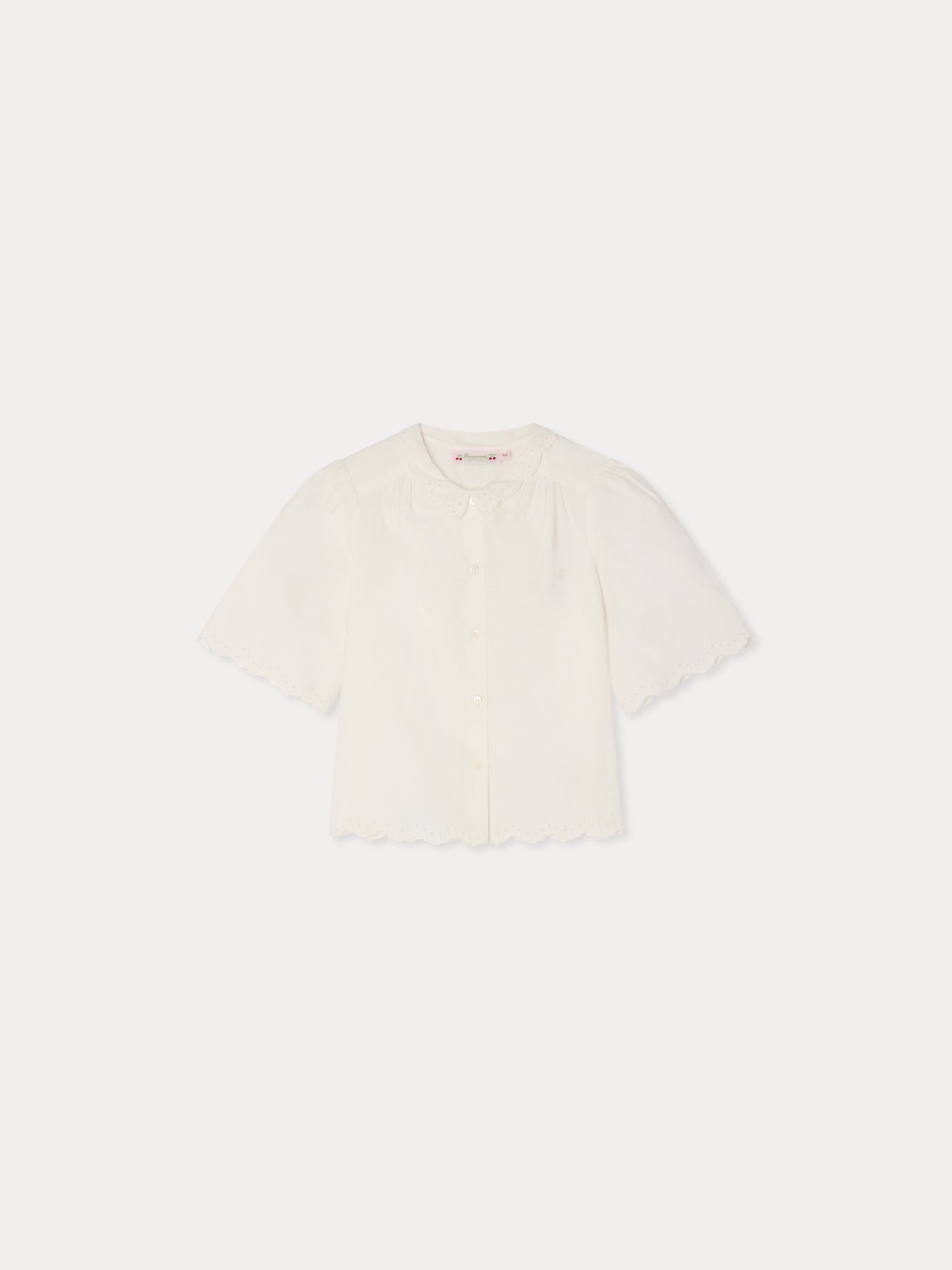 Blouse Lizea à col claudine et broderie anglaise en coton biologique