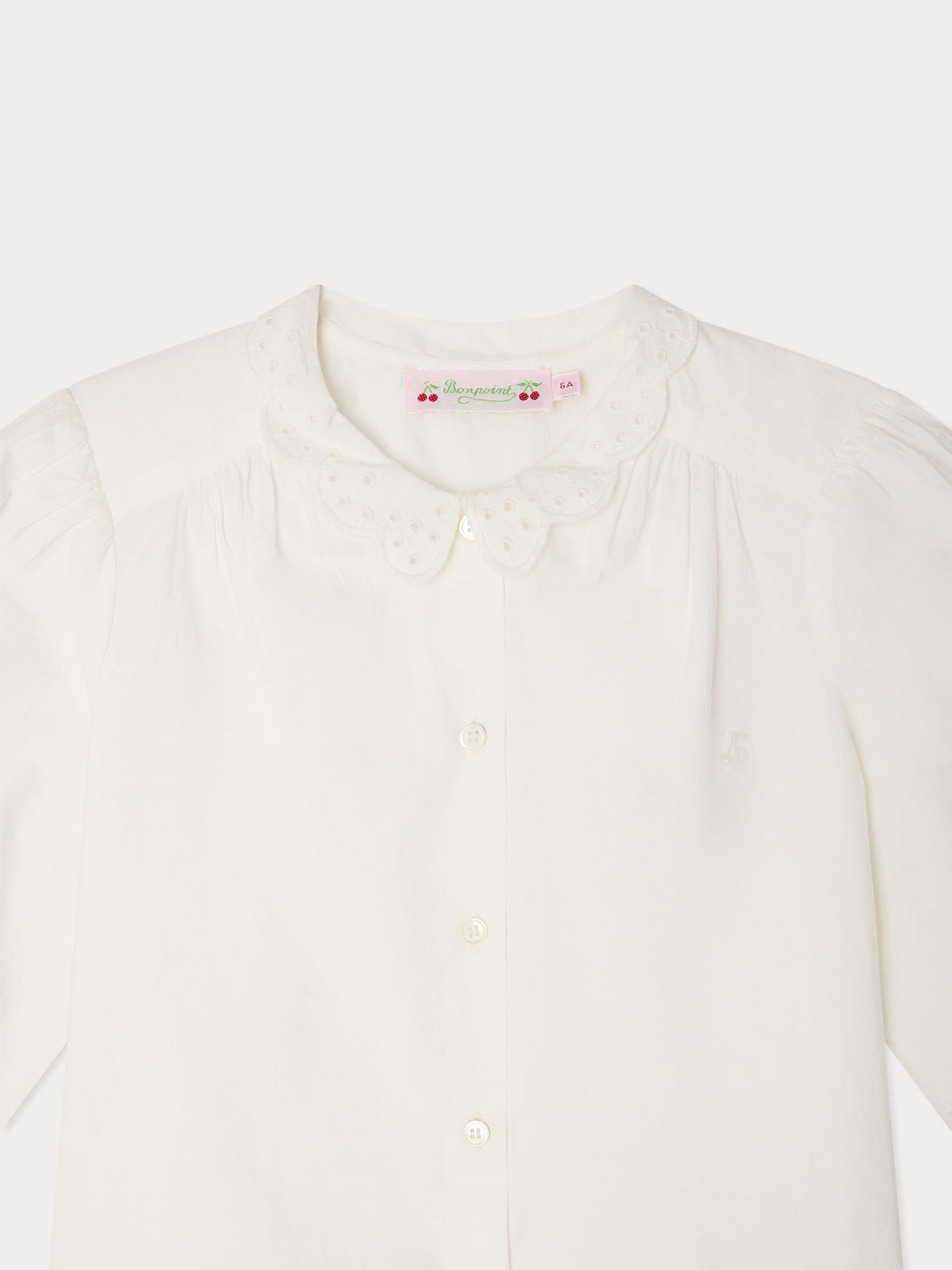 Blouse Lizea à col claudine et broderie anglaise en coton biologique